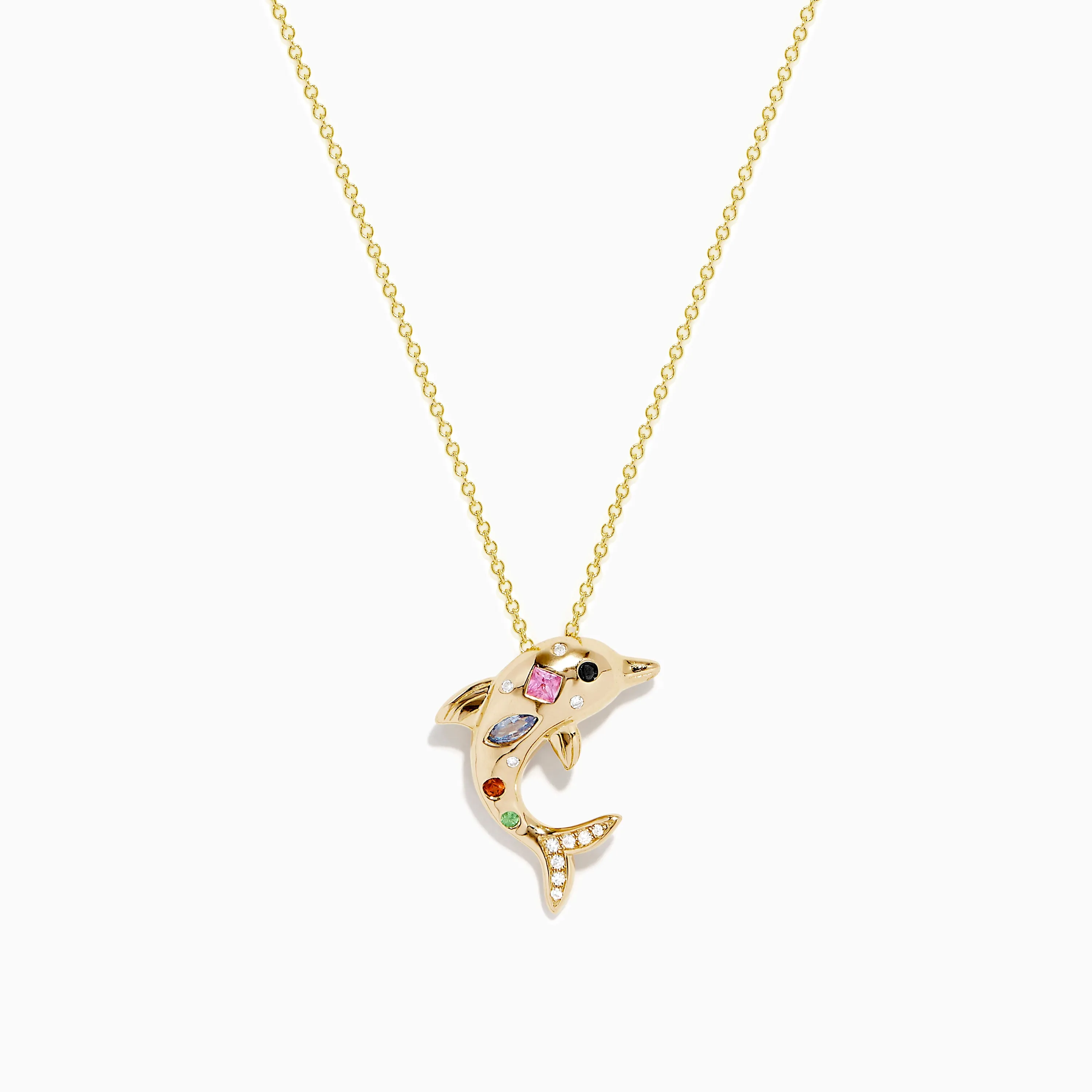 Seaside 14K Yellow Gold Multi Sapphire and Diamond Dolphin Pendant sold by Effy