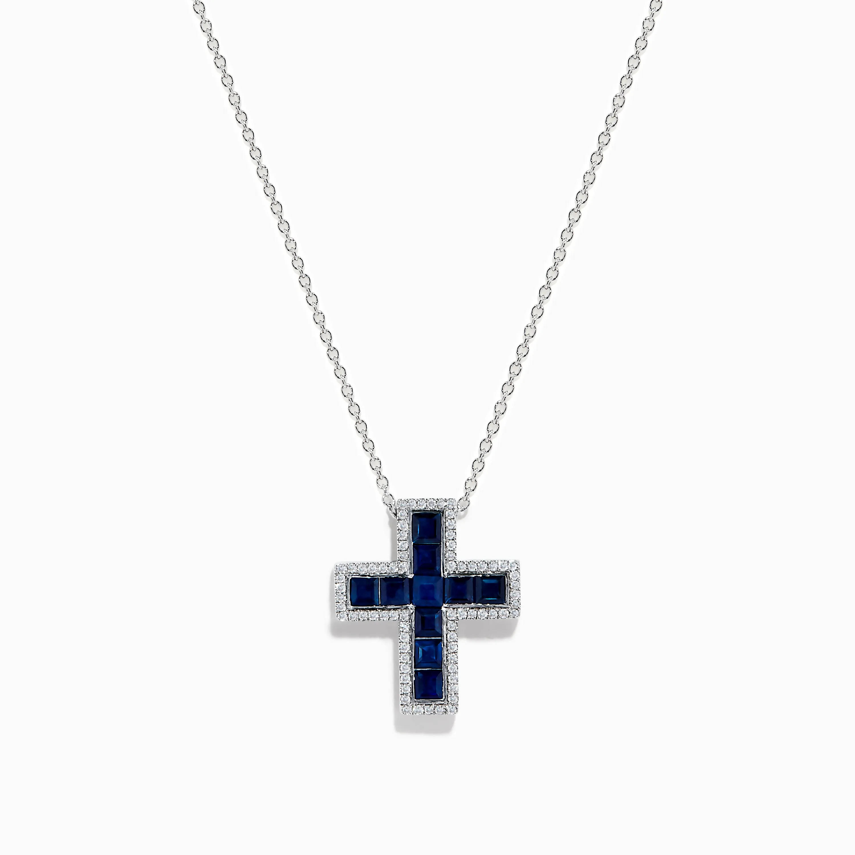 Royale Bleu 14K White Gold Sapphire and Diamond Cross Pendant sold by Effy