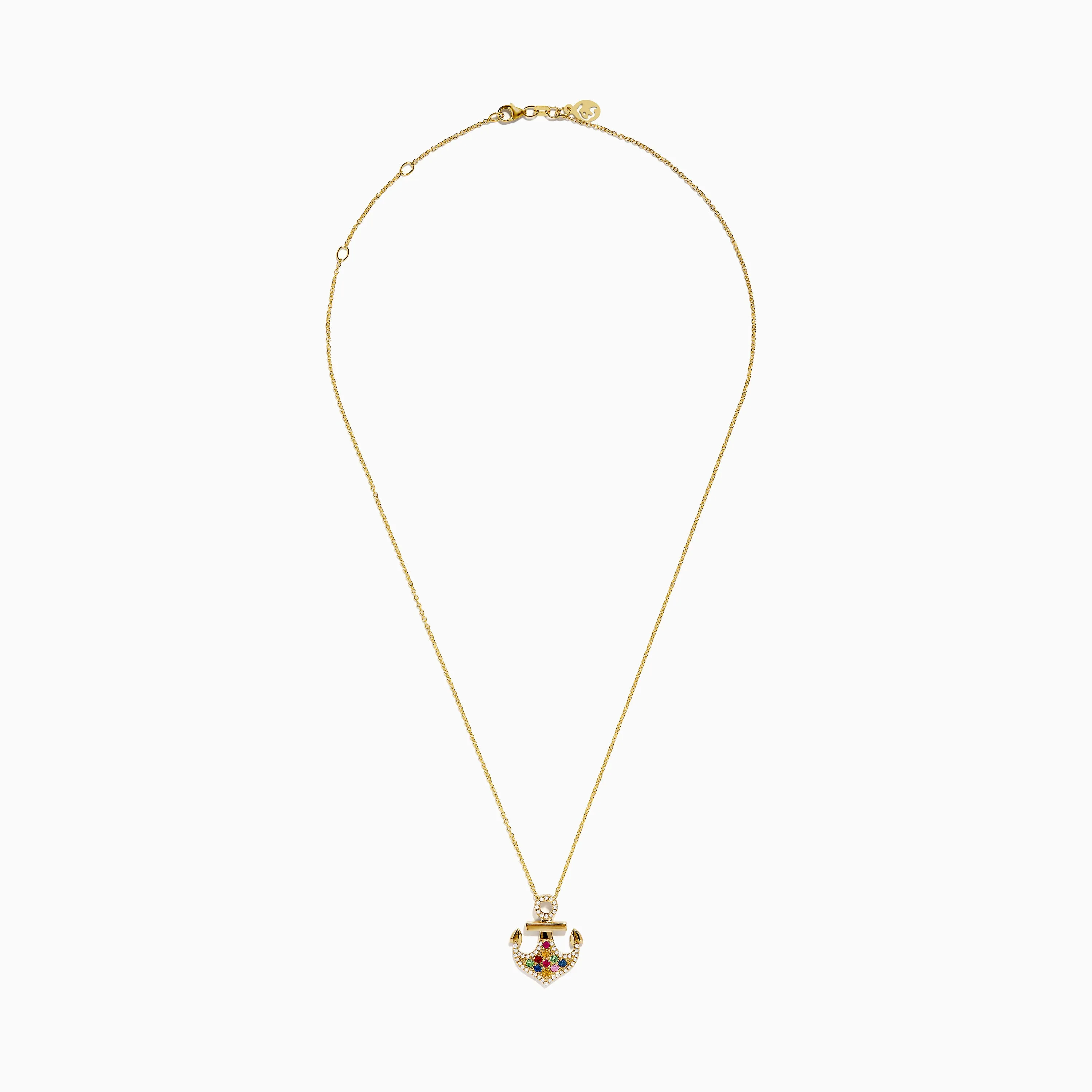 Seaside 14K Yellow Gold Multi Sapphire and Diamond Anchor Pendant sold by Effy product image thumbnail 2