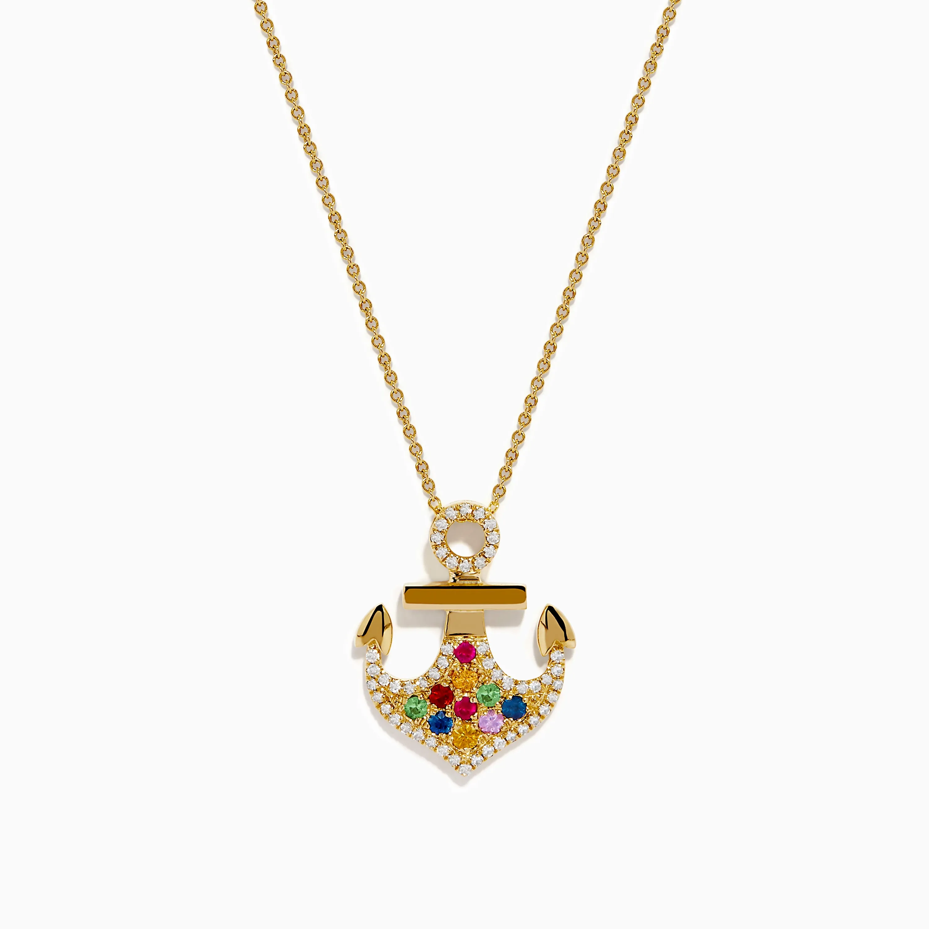 Seaside 14K Yellow Gold Multi Sapphire and Diamond Anchor Pendant sold by Effy