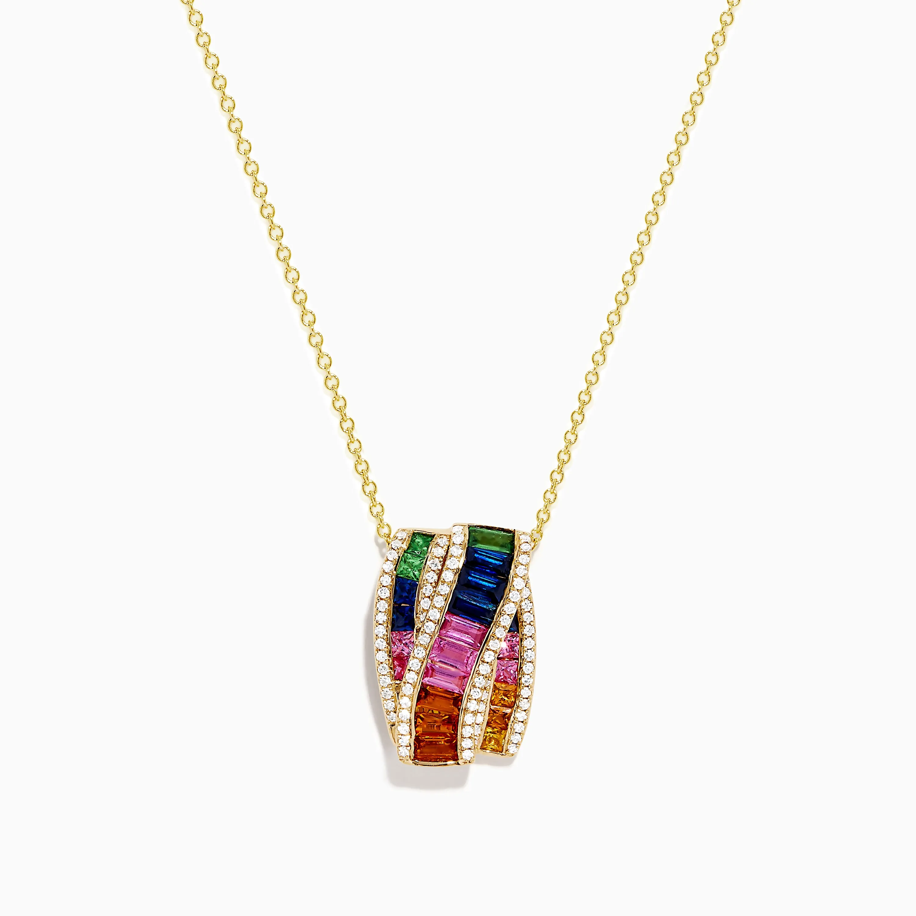Watercolors 14K Yellow Gold Multi Sapphire and Diamond Pendant sold by Effy