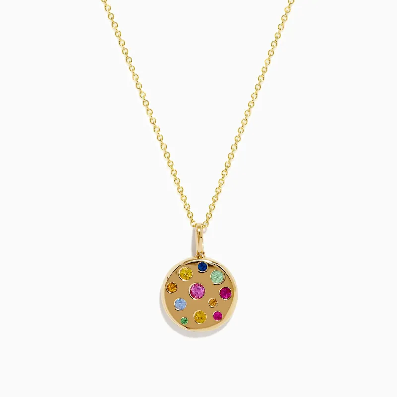 Watercolors 14K Yellow Gold Multi Color Coin Pendant sold by Effy