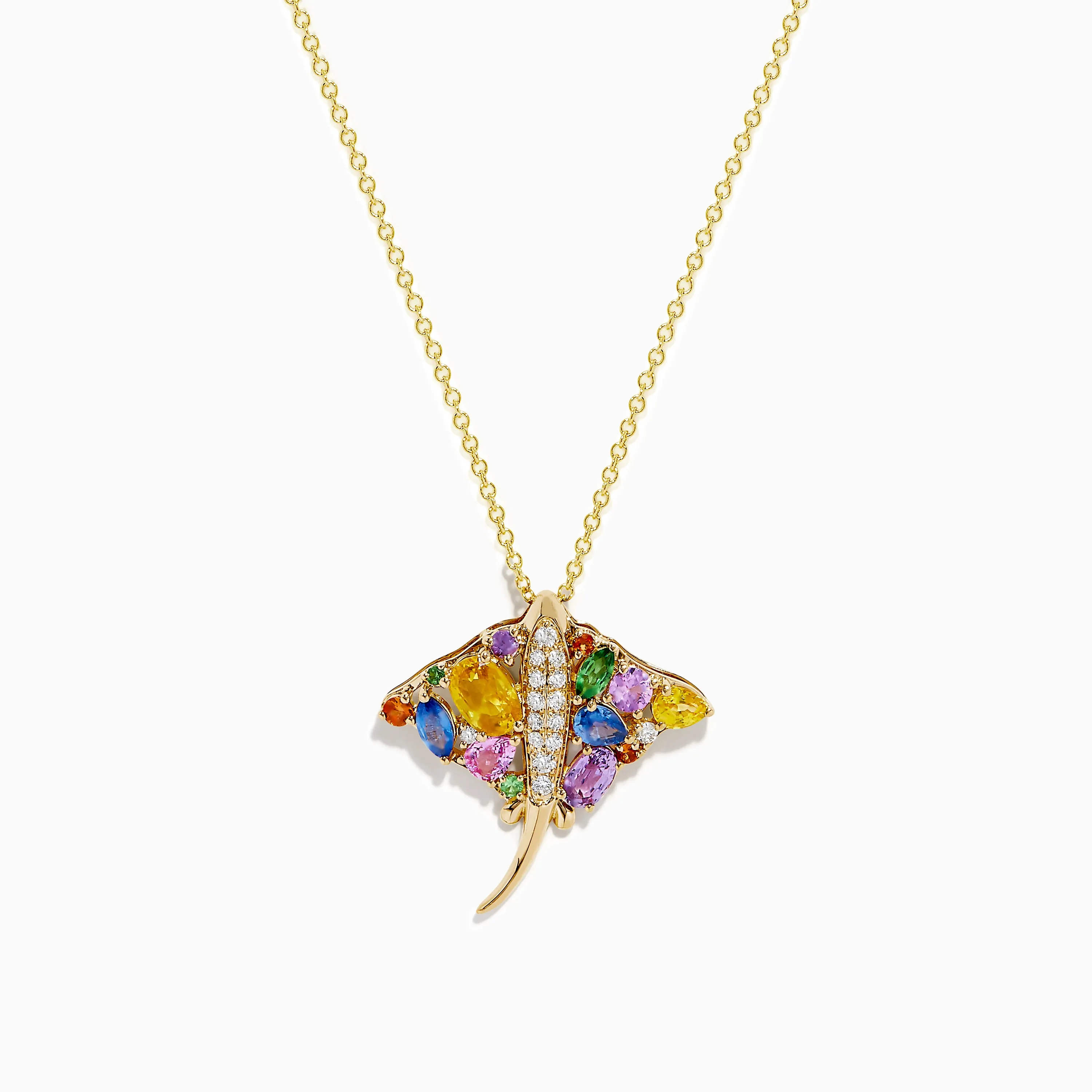 Seaside 14K Yellow Gold Multi Sapphire and Diamond Stingray Pendant sold by Effy