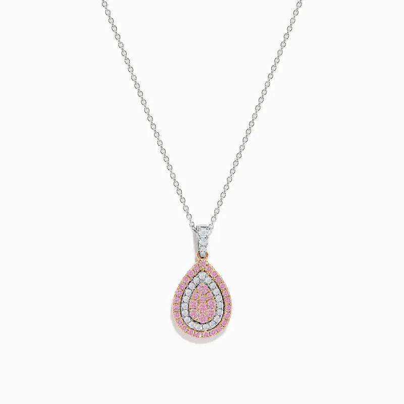 14K Two Tone Gold Pink and White Diamond Pendant sold by Effy