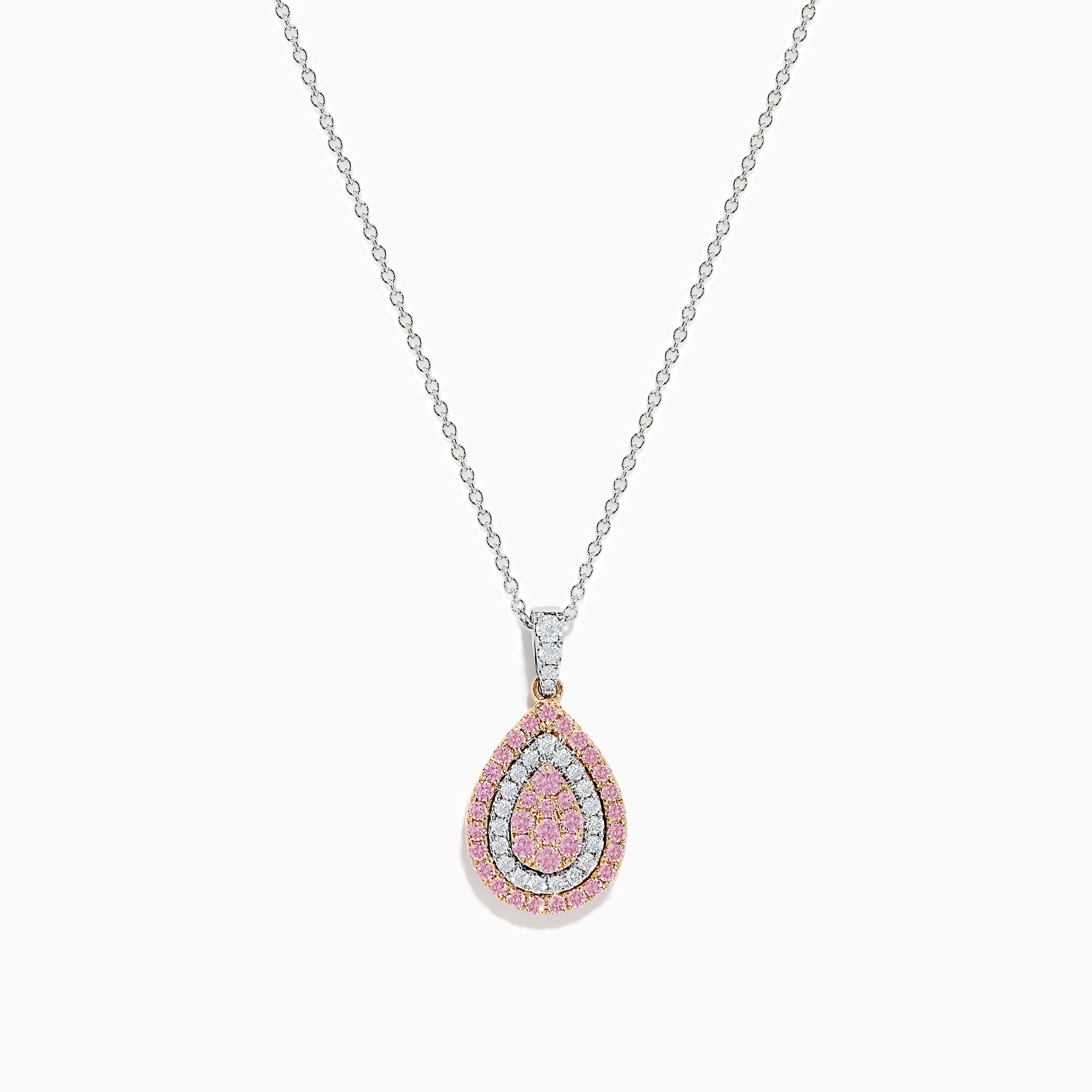 14K Two Tone Gold Pink and White Diamond Pendant sold by Effy