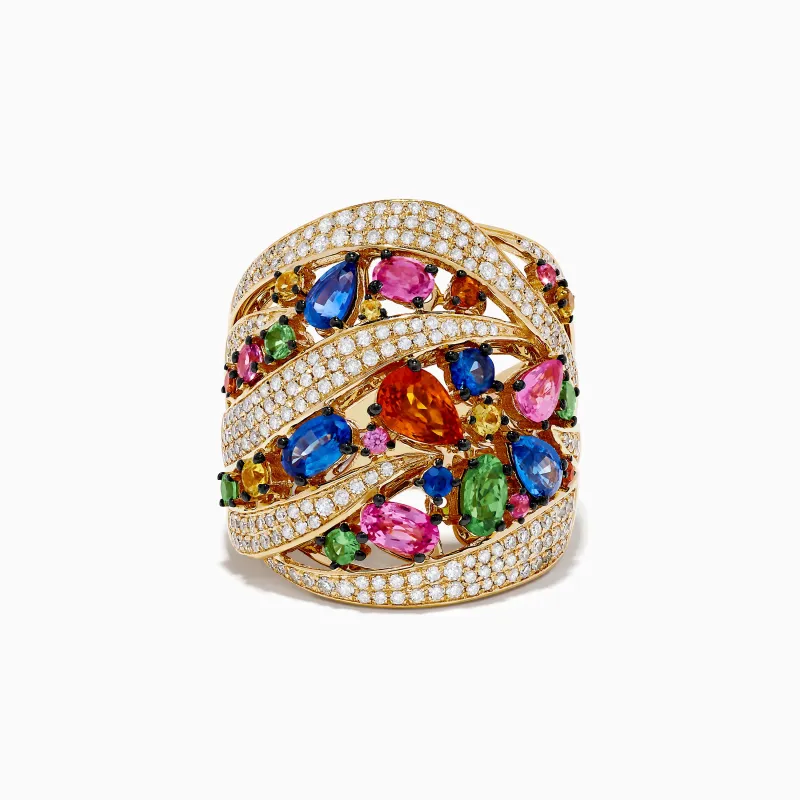 Watercolors 14K Yellow Gold Multi Sapphire and Diamond Ring sold by Effy