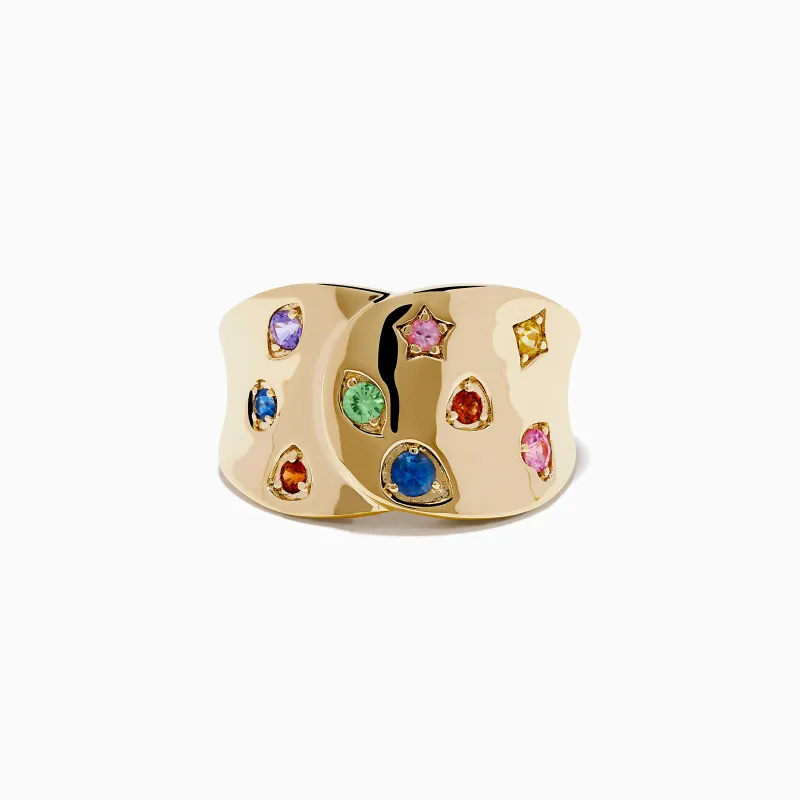 Watercolors 14K Yellow Gold Multi Color Sapphire Ring sold by Effy