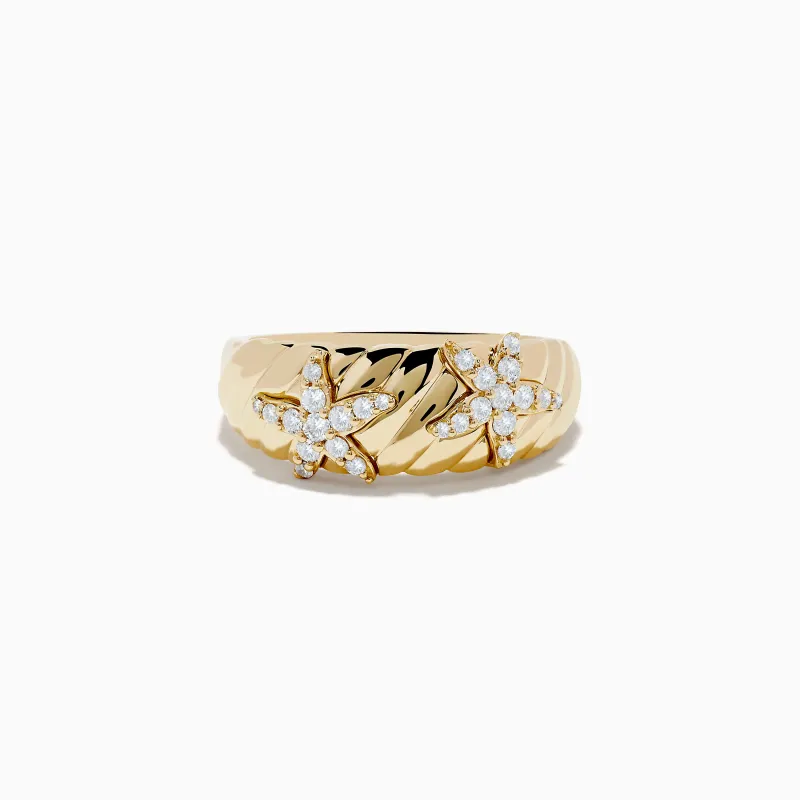 Seaside 14K Yellow Gold Diamond Starfish Ring sold by Effy