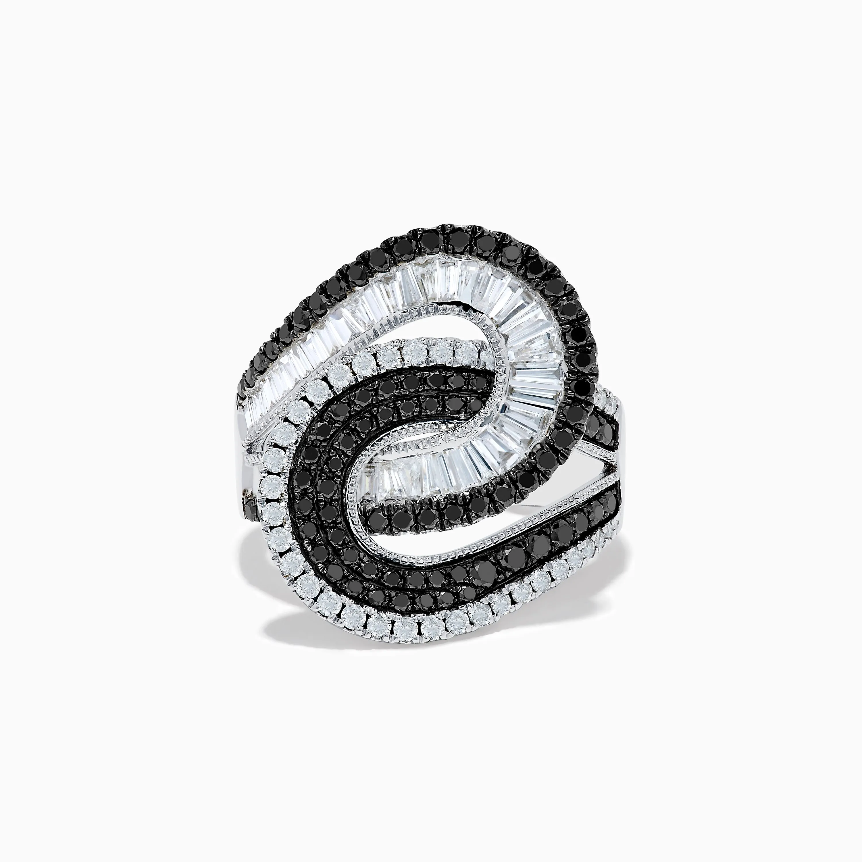 14K White Gold Black and White Diamond Swirl Ring sold by Effy