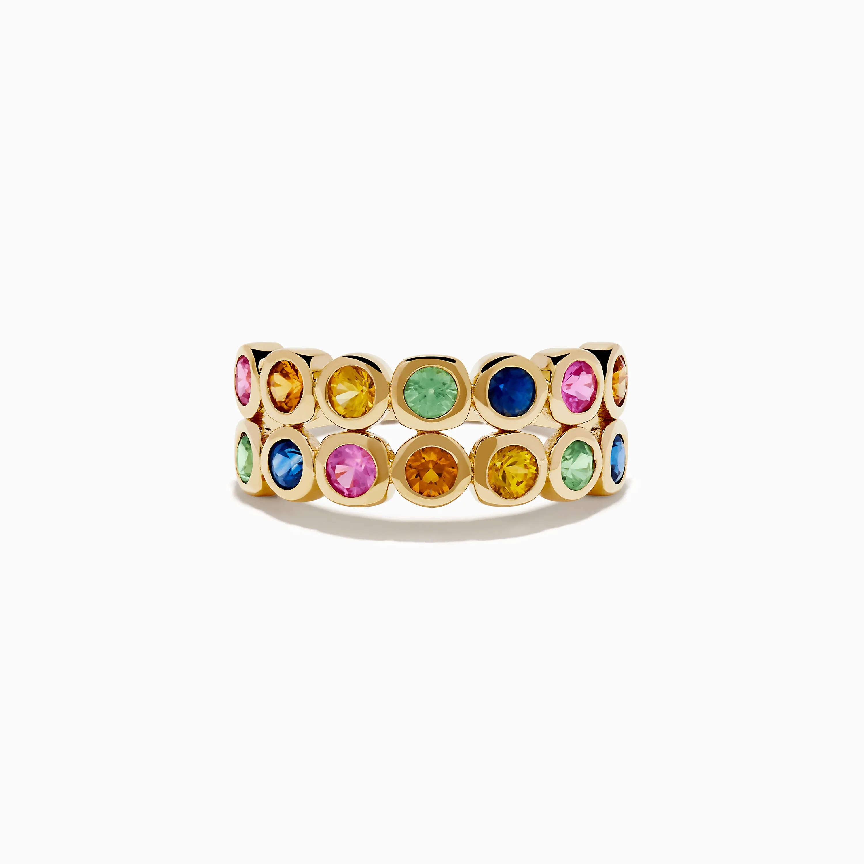 Watercolors 14K Yellow Gold Multi Sapphire Double Row Band Ring sold by Effy