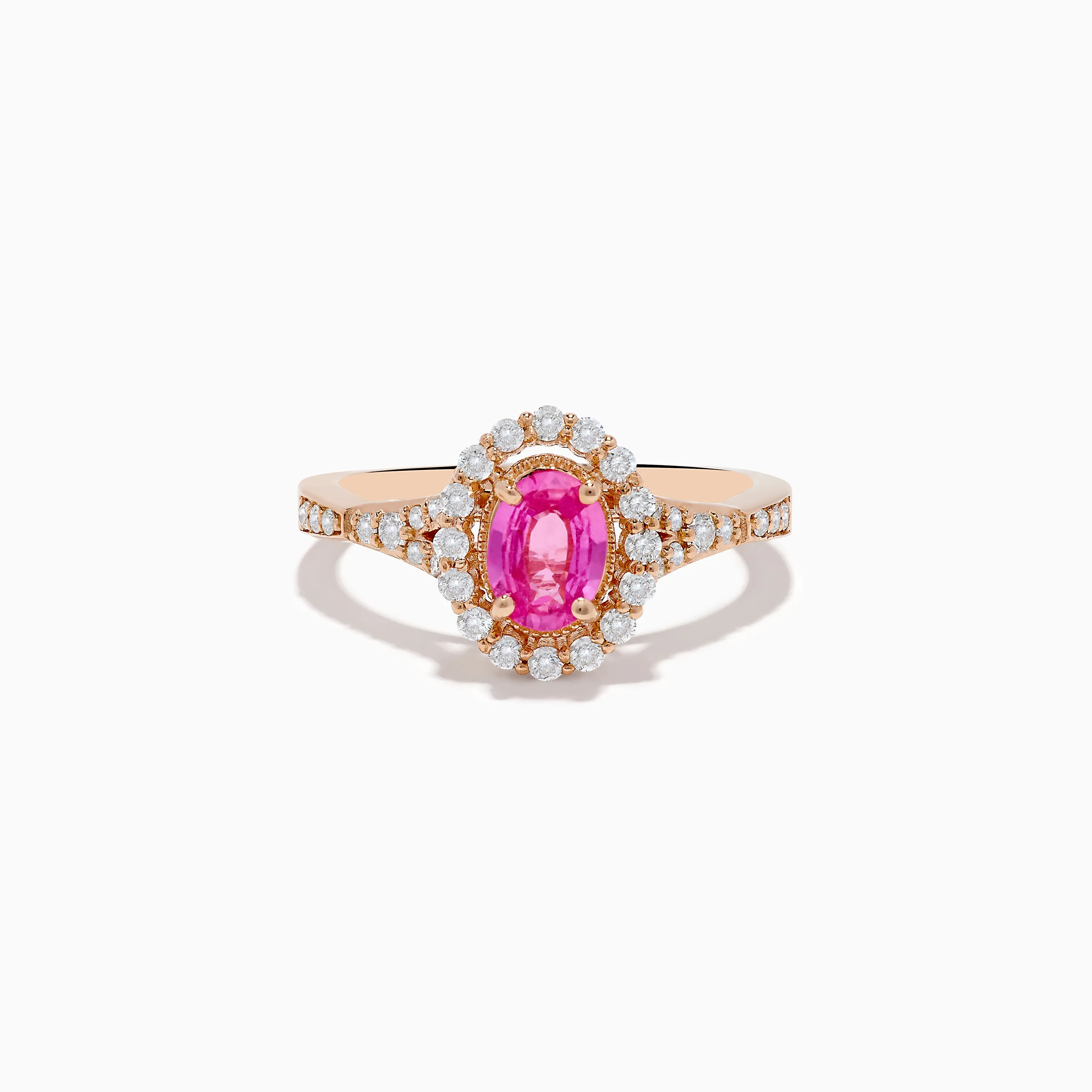 14K Rose Gold Pink Sapphire and Diamond Ring sold by Effy