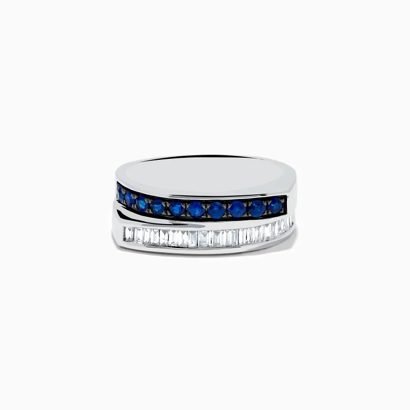 Royal Bleu 14K White Gold Sapphire and Diamond Band Ring sold by Effy
