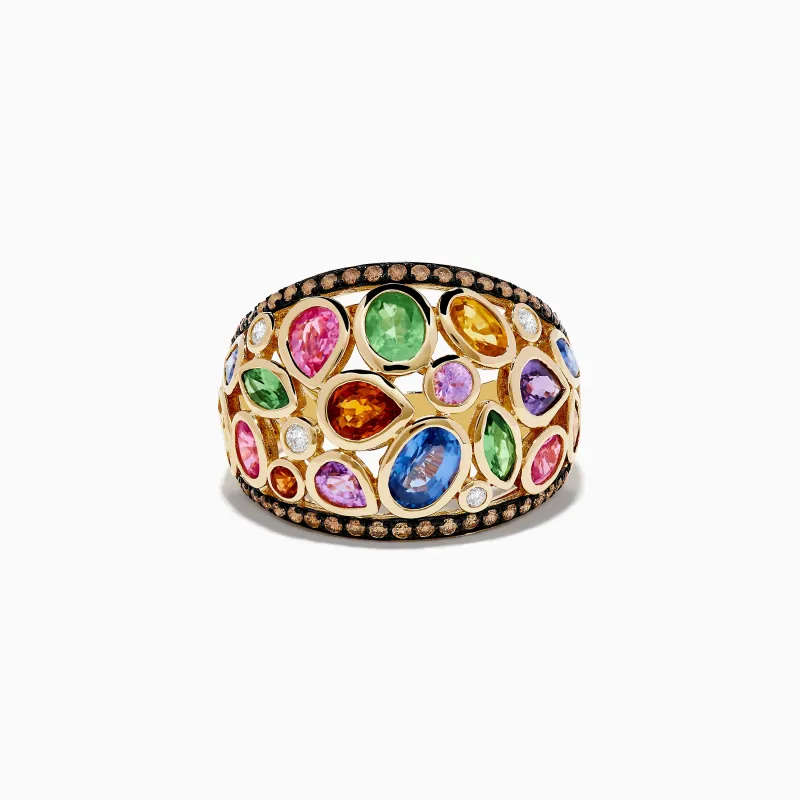 Watercolors 14K Yellow Gold Multi Sapphire and Diamond Ring sold by Effy