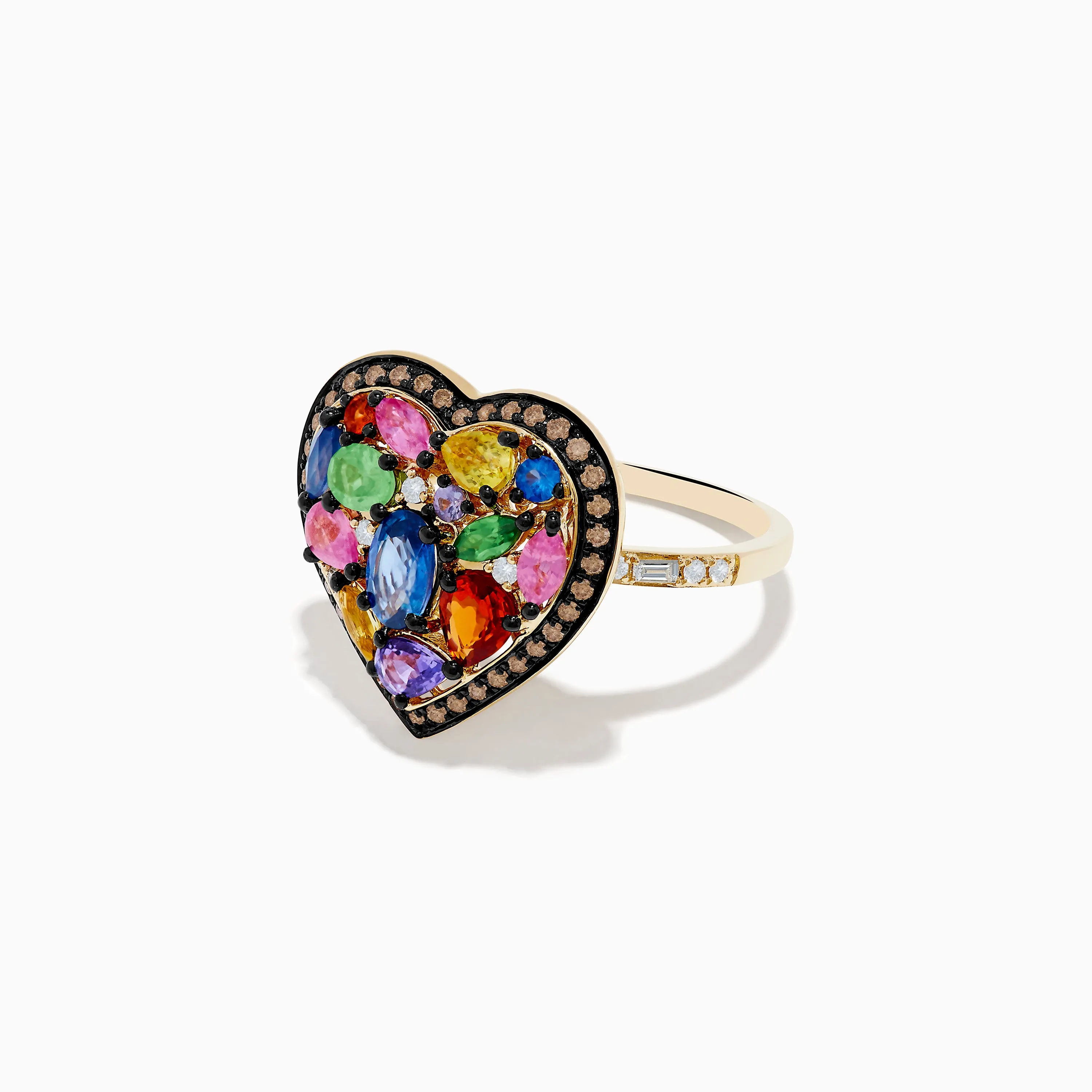 Watercolors 14K Yellow Gold Multi Color Sapphire and Diamond Heart Ring sold by Effy product image thumbnail 2