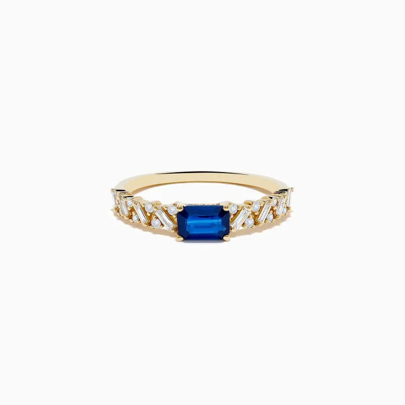 14K Yellow Gold Sapphire and Diamond Ring sold by Effy