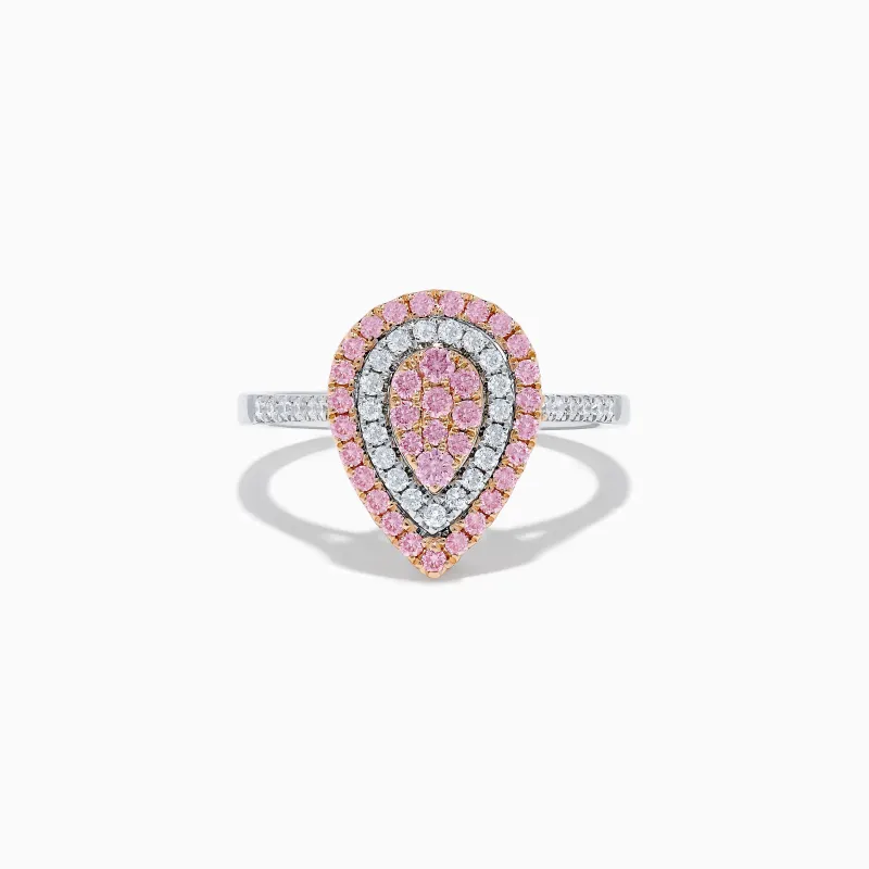 14K Two Tone Pink and White Diamond Ring sold by Effy