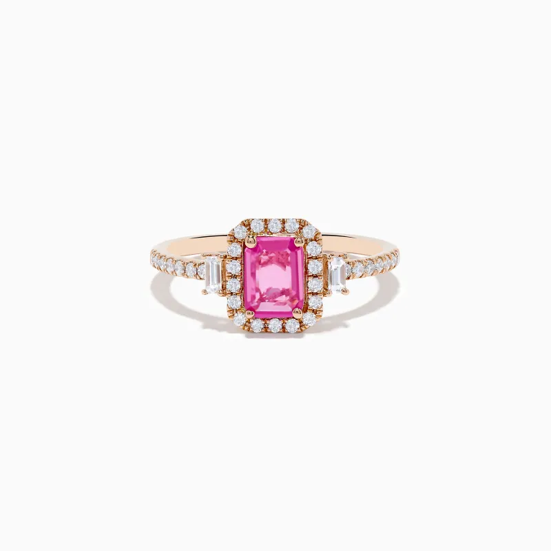 14K Rose Gold Pink Sapphire and Diamond Ring sold by Effy