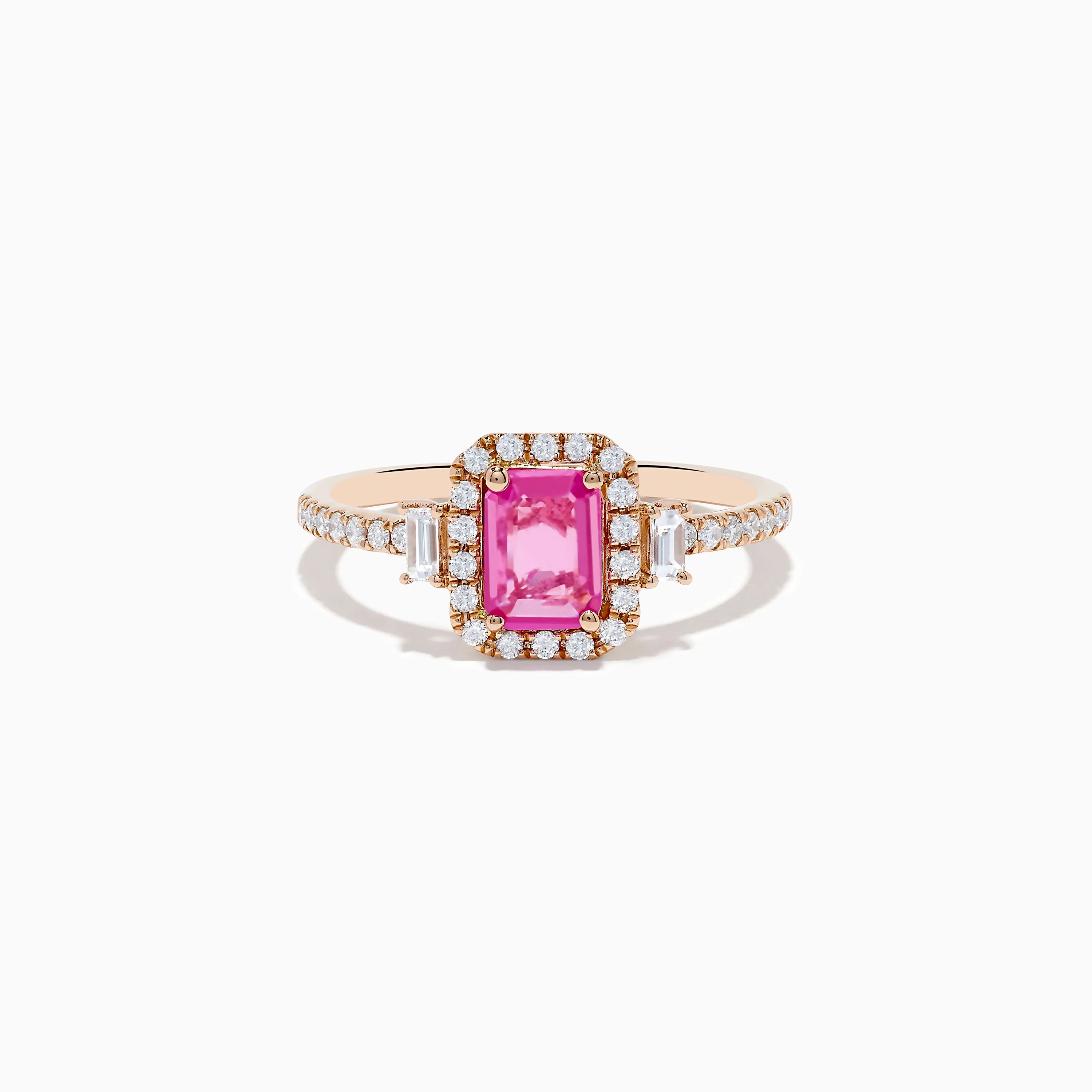 14K Rose Gold Pink Sapphire and Diamond Ring sold by Effy