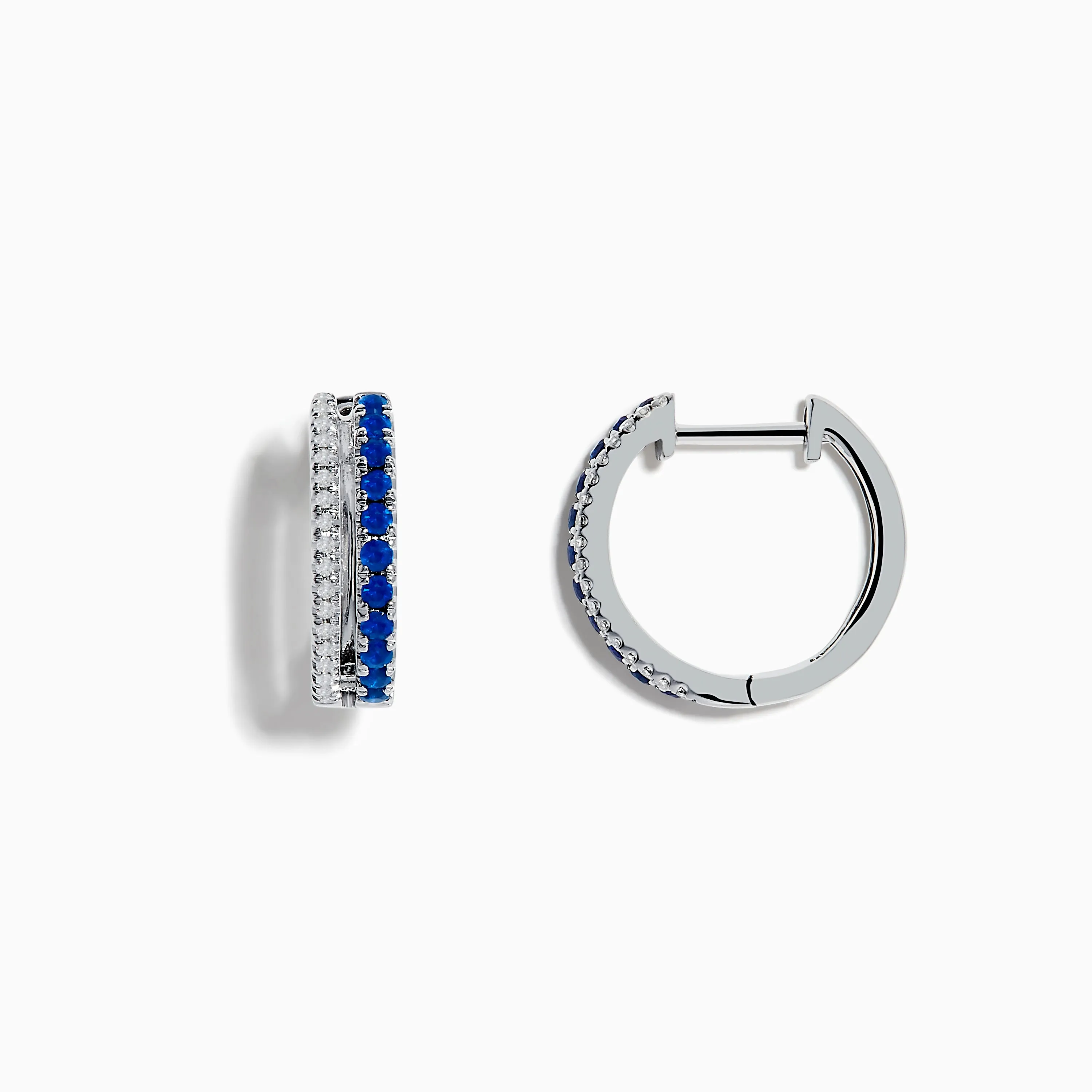 Royal Bleu 14K White Gold Blue Sapphire and Diamond Huggie Earrings sold by Effy product image thumbnail 2