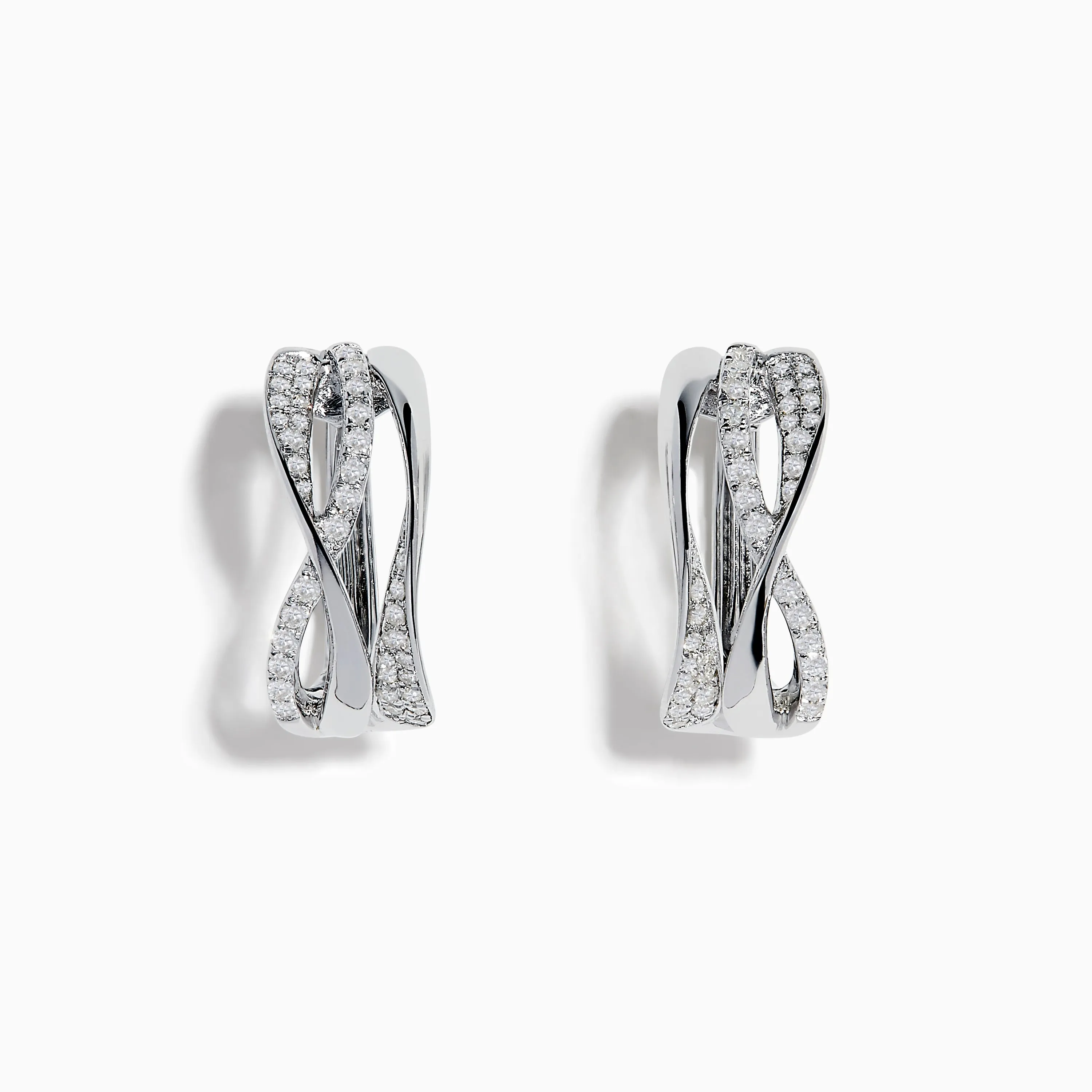 925 Silver Diamond Crossover Hoop Earrings sold by Effy