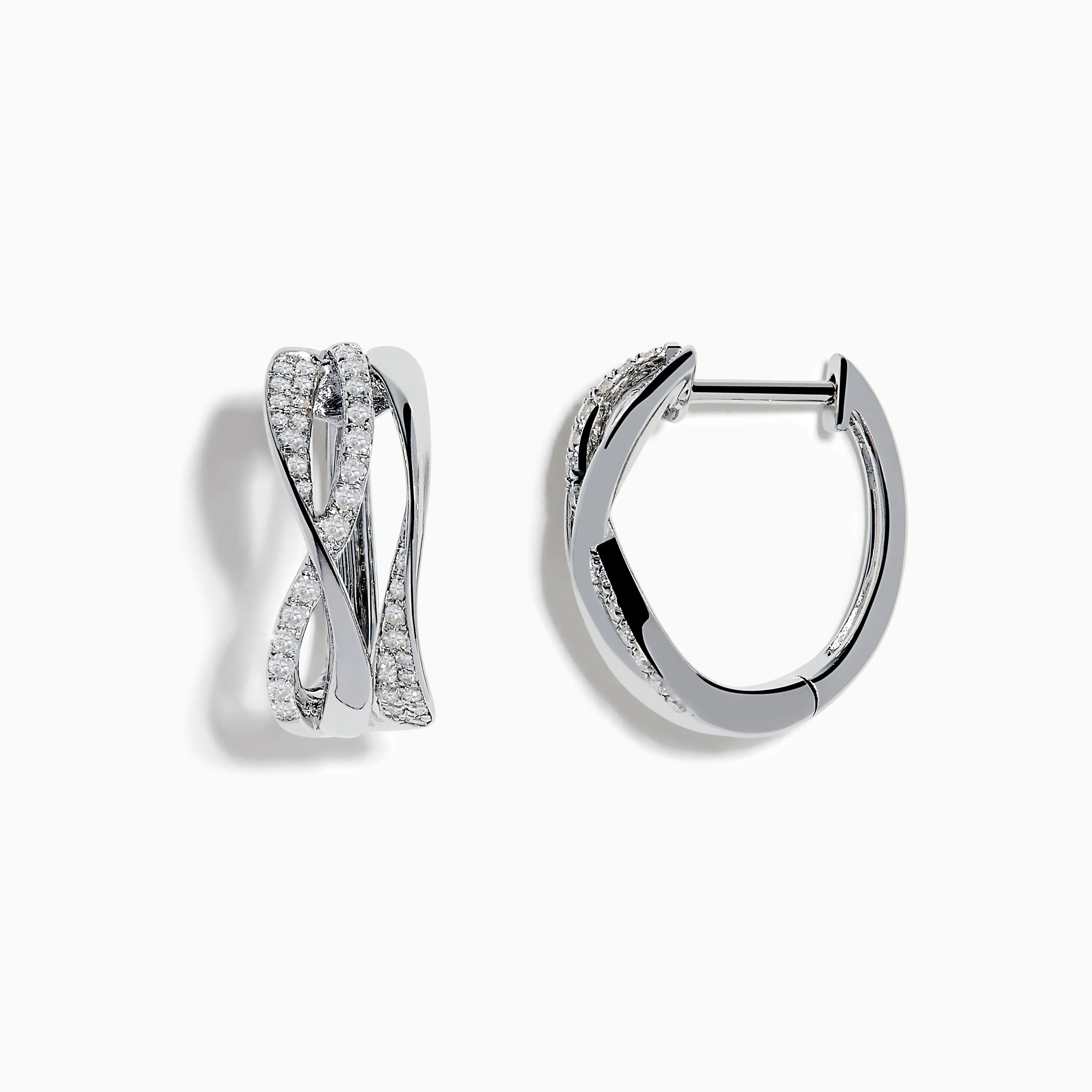 925 Silver Diamond Crossover Hoop Earrings sold by Effy product image thumbnail 2