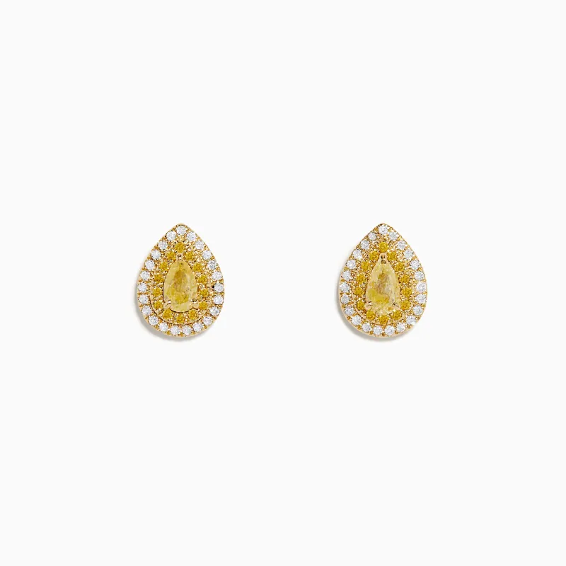 14K Yellow Gold White and Yellow Diamond Pear Stud Earrings sold by Effy