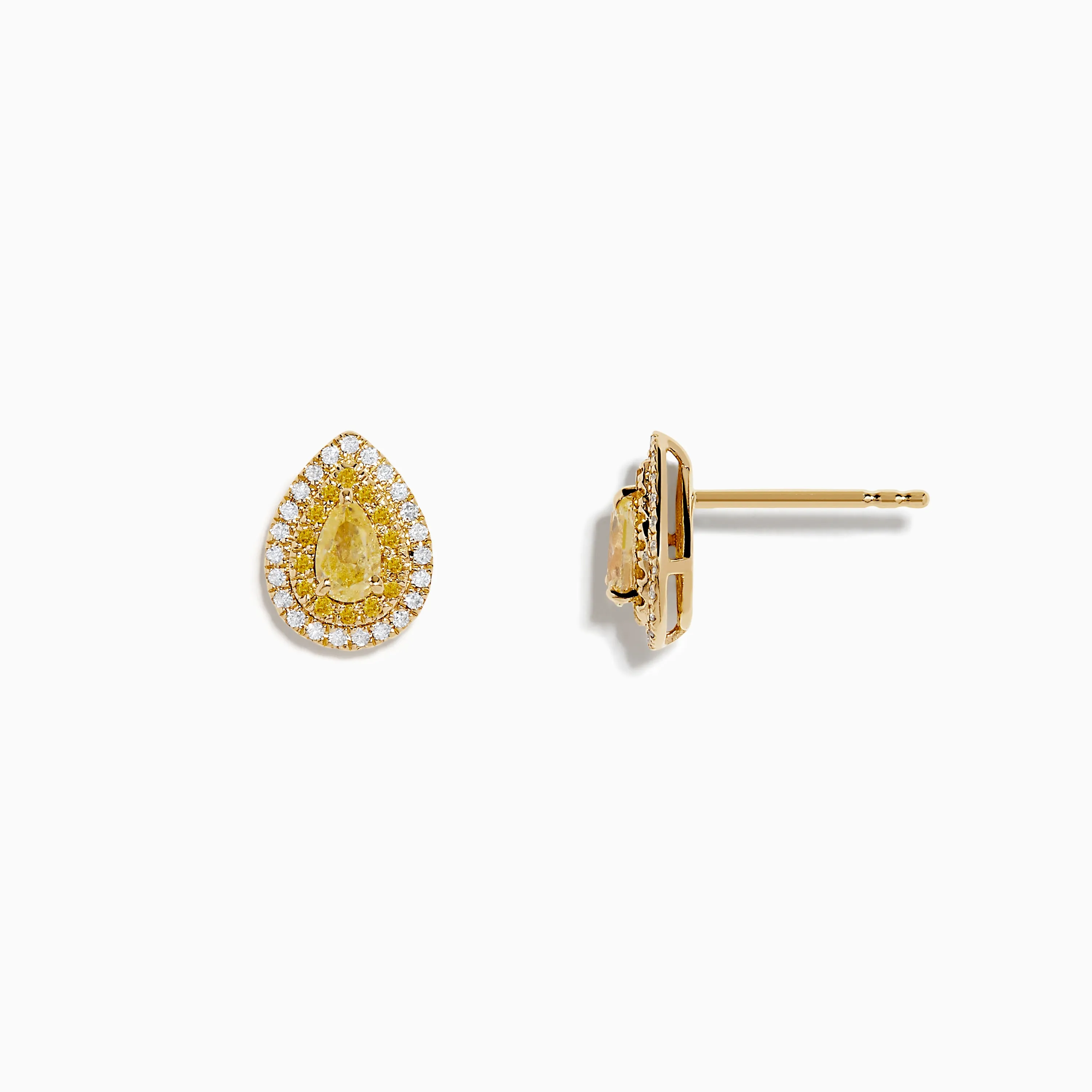 14K Yellow Gold White and Yellow Diamond Pear Stud Earrings sold by Effy product image thumbnail 2
