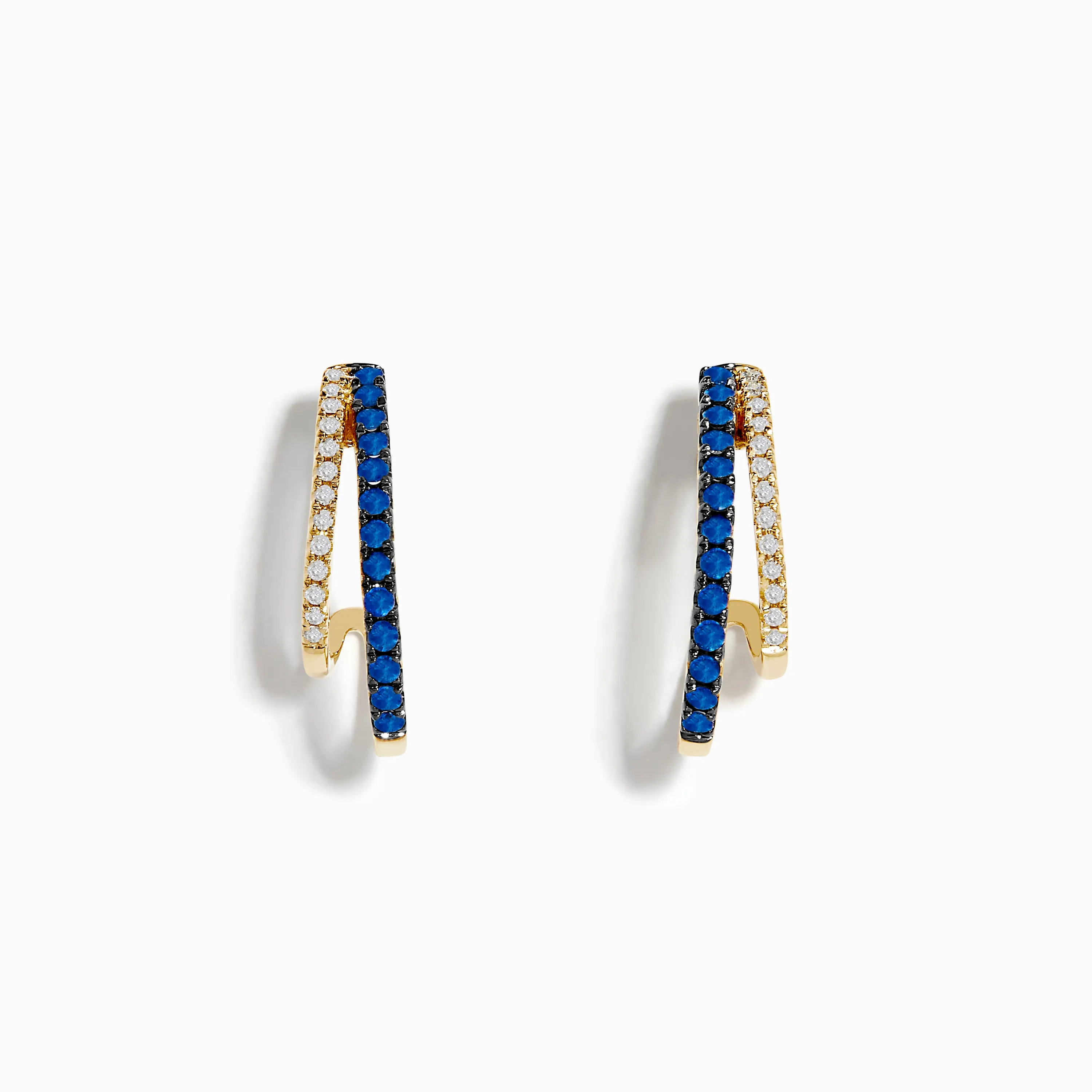Royal Bleu 14K Yellow Gold Sapphire and Diamond Double Hoop Earrings sold by Effy