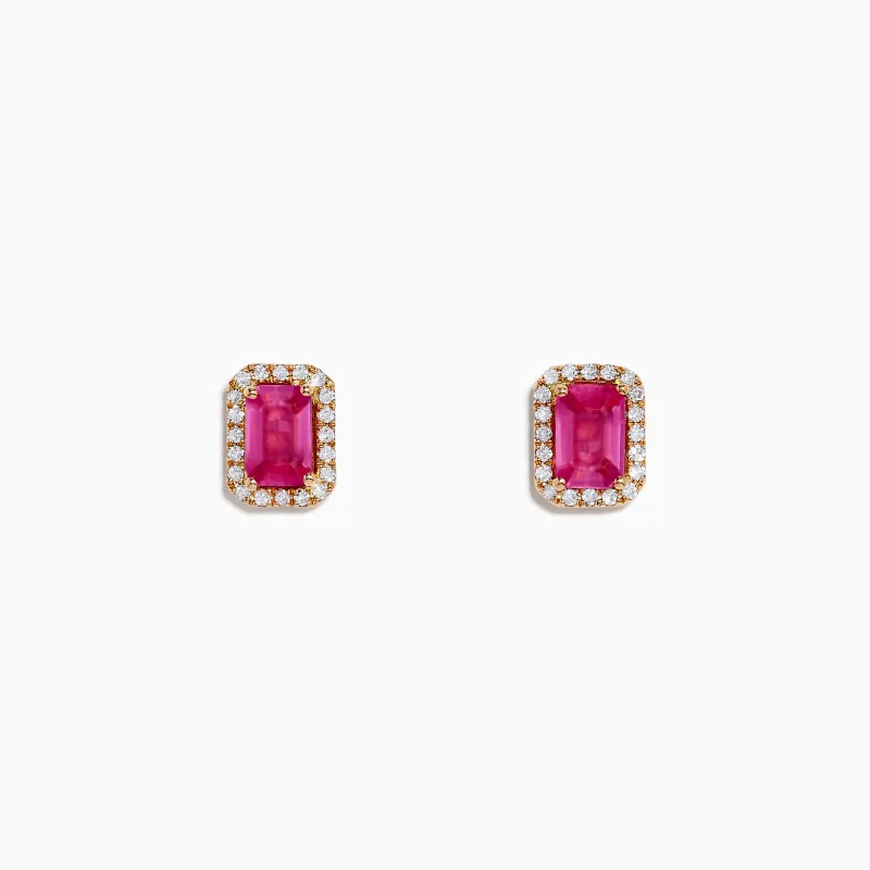 14K Rose Gold Pink Sapphire and Diamond Earrings sold by Effy