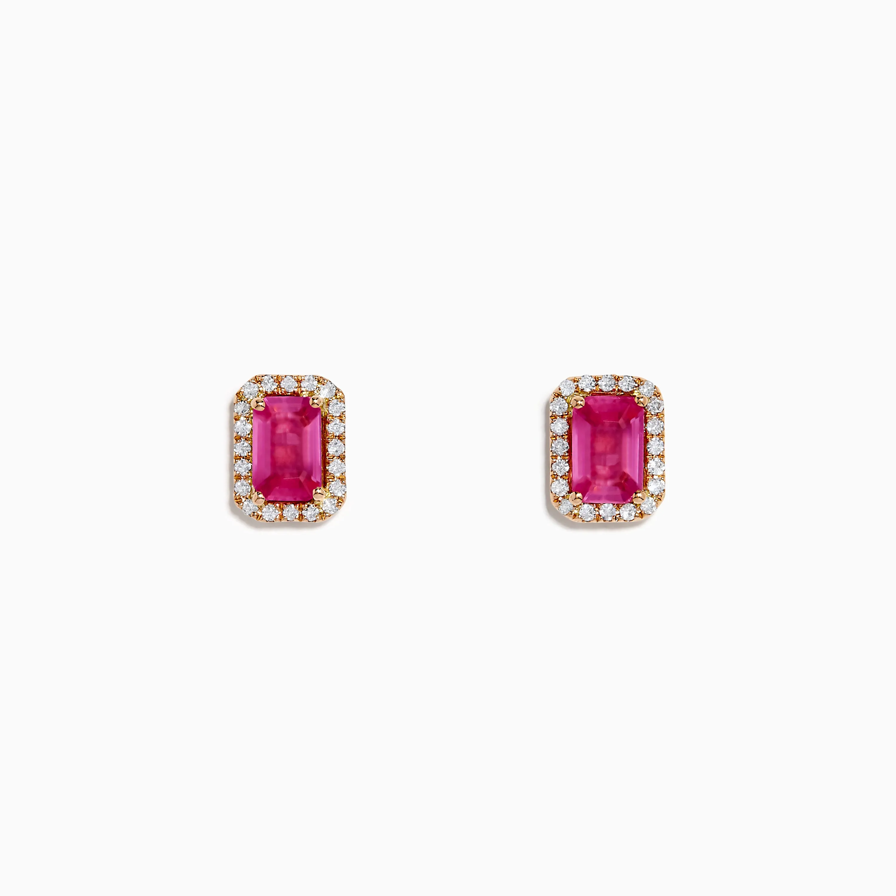 14K Rose Gold Pink Sapphire and Diamond Earrings sold by Effy