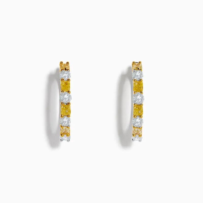 Canare 18K Two Tone White and Yellow Diamond Hoop Earrings sold by Effy
