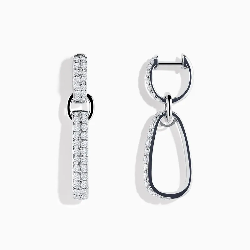 Pave 14K White Gold Diamond Interlocking Hoop Earrings sold by Effy