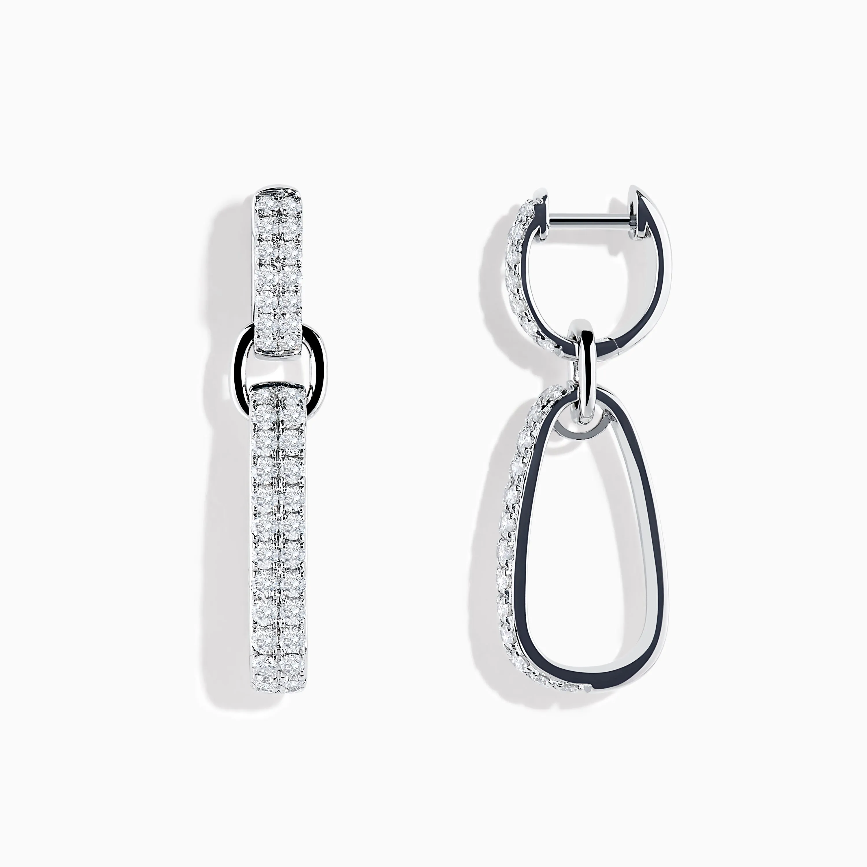 Pave 14K White Gold Diamond Interlocking Hoop Earrings sold by Effy