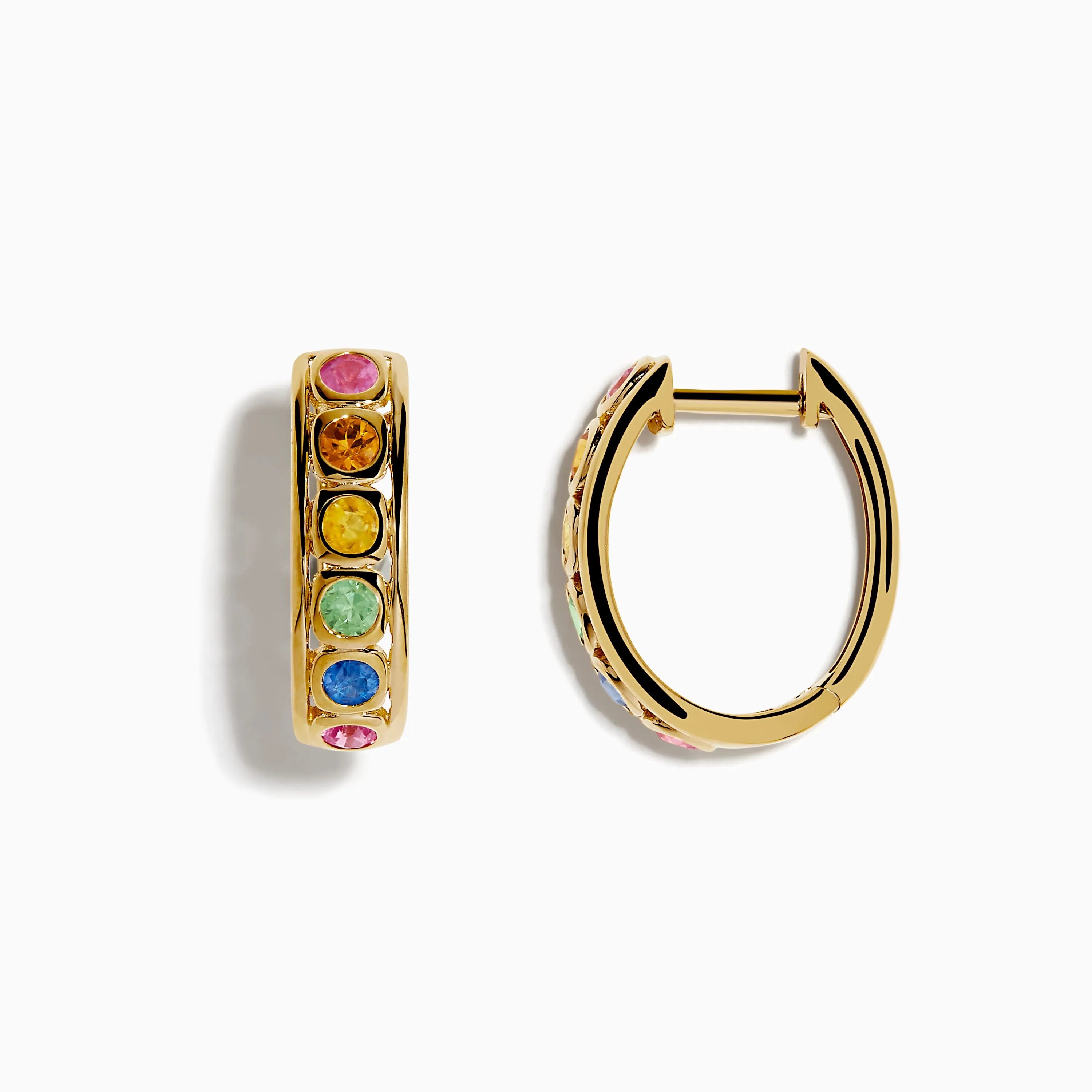 Watercolors 14K Yellow Gold Multi Color Sapphire Bezel Hoop Earrings sold by Effy product image thumbnail 2