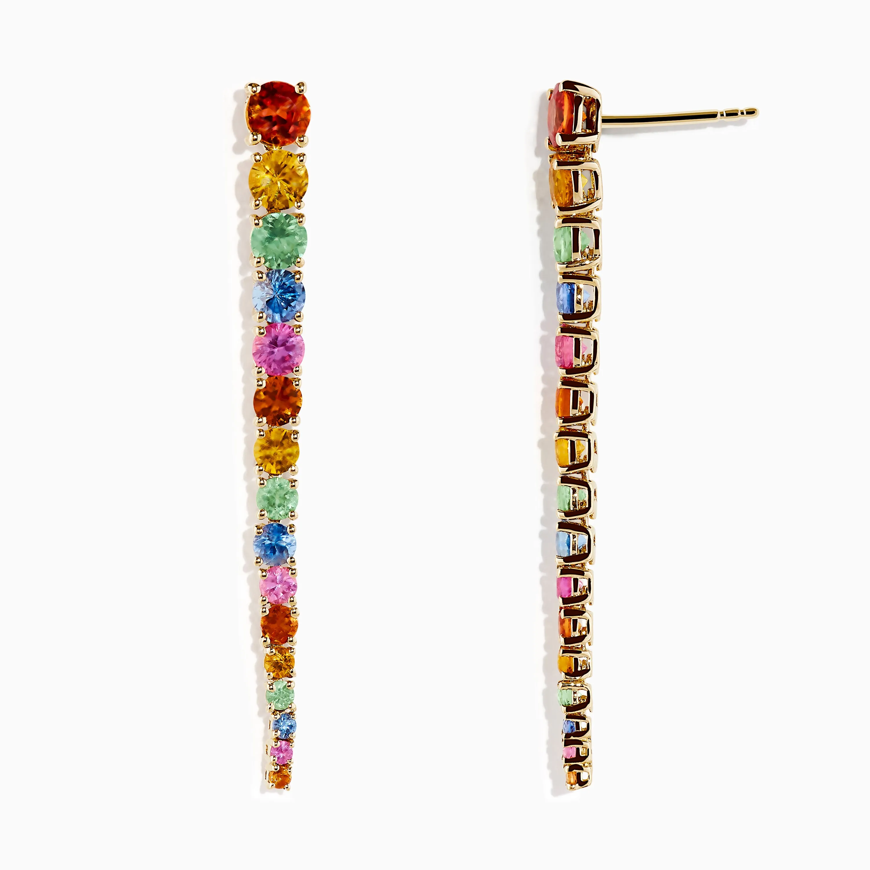 14K Yellow Gold Multi Sapphire Linear Drop Earrings sold by Effy product image thumbnail 2