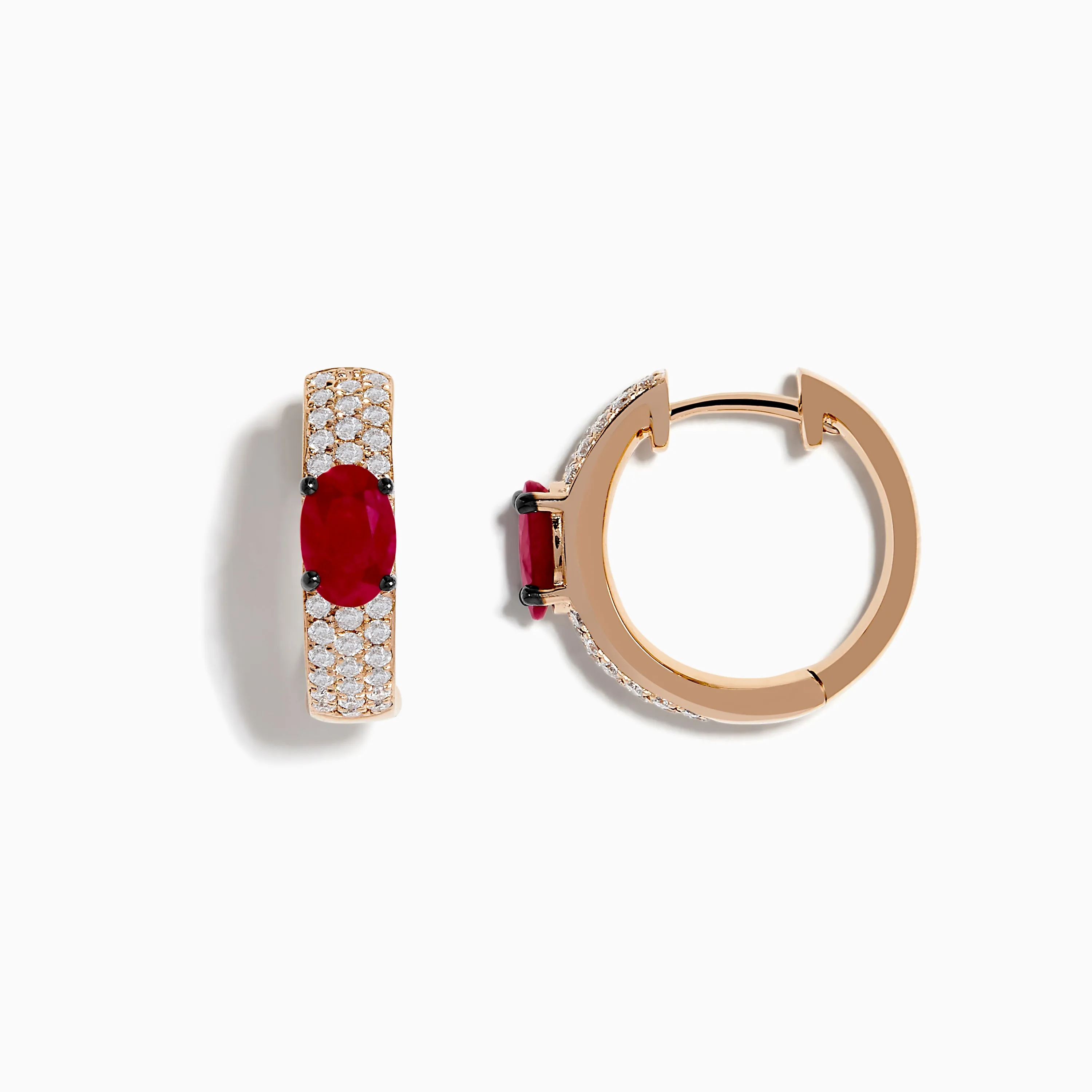 14K Rose Gold Ruby and Diamond Huggie Hoop Earrings sold by Effy product image thumbnail 2