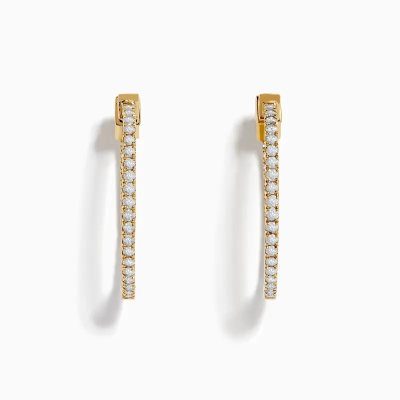 D'Oro 14K Yellow Gold Diamond 1" Hoop Earrings sold by Effy