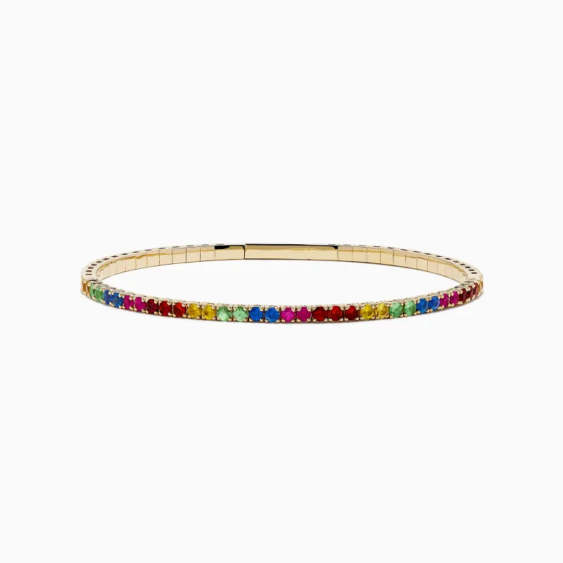 Watercolors 14K Yellow Gold Multi Sapphire Bangle sold by Effy