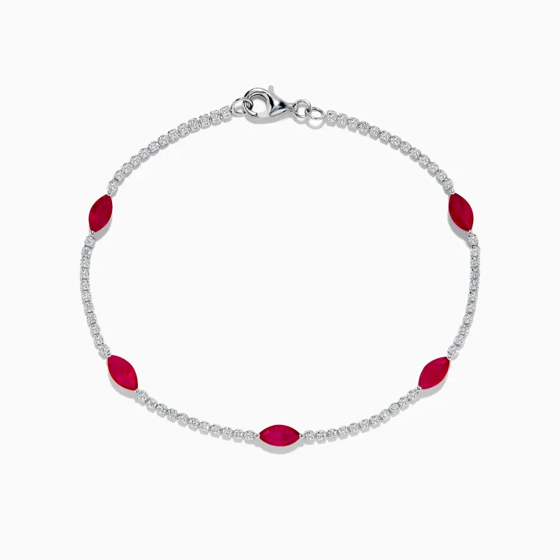 Ruby Royale 14K White Gold Ruby and Diamond Tennis Bracelet sold by Effy