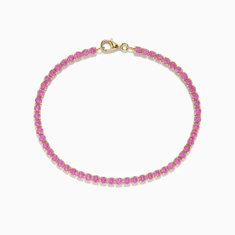 14K Yellow Gold Pink Sapphire Tennis Bracelet sold by Effy