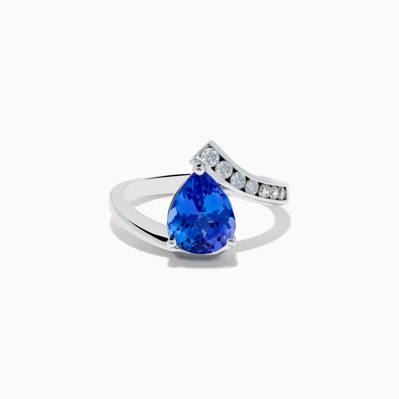 Nahla Siri 14K White Gold Floating Tanzanite and Diamond Ring sold by Effy