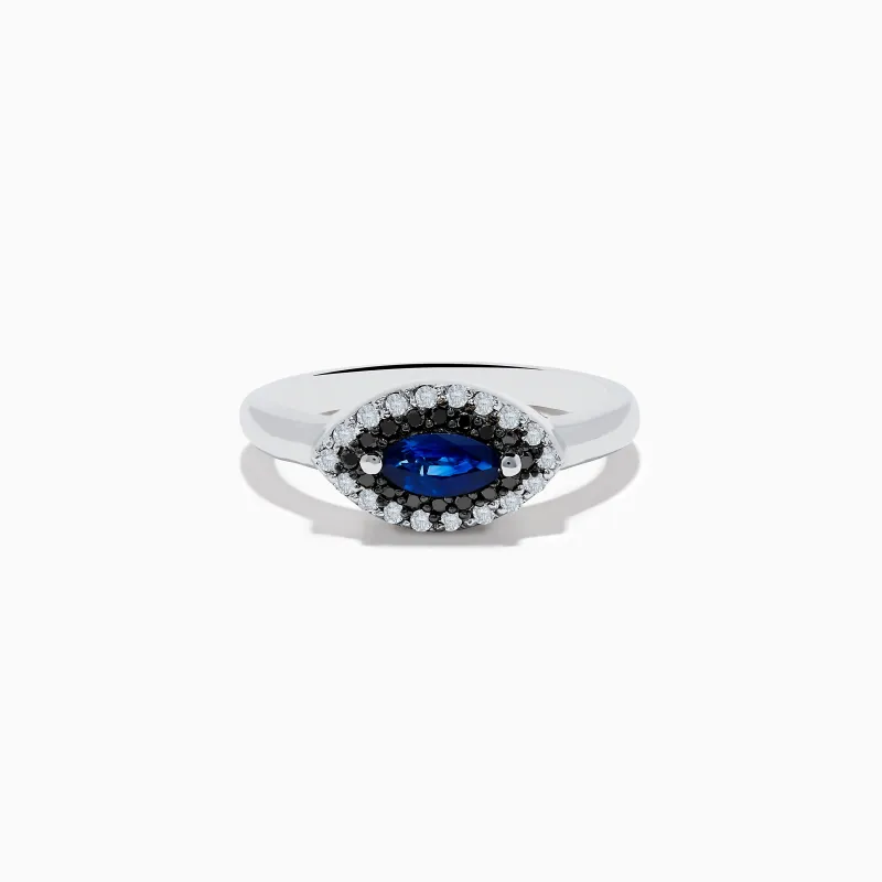 Royal Bleu 14K White Gold Sapphire and Diamond Ring sold by Effy