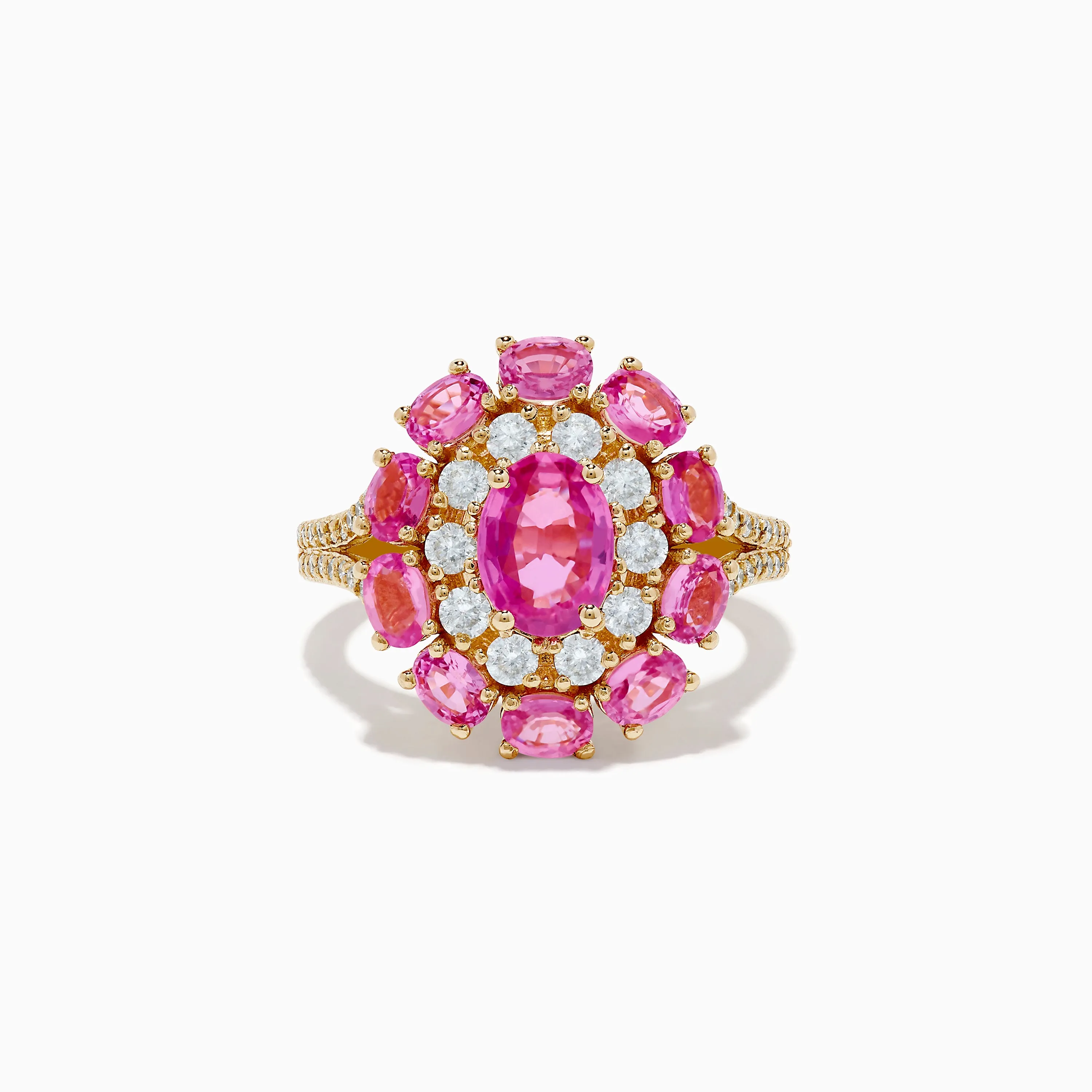 14K Yellow Gold Pink Sapphire and Diamond Ring sold by Effy