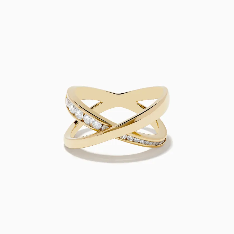 D'Oro 14K Yellow Gold Diamond Criss Cross Ring sold by Effy