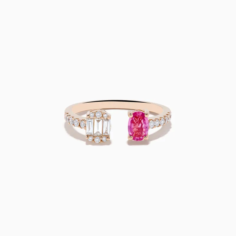 14K Rose Gold Pink Sapphire and Diamond Toi Et Moi Ring sold by Effy