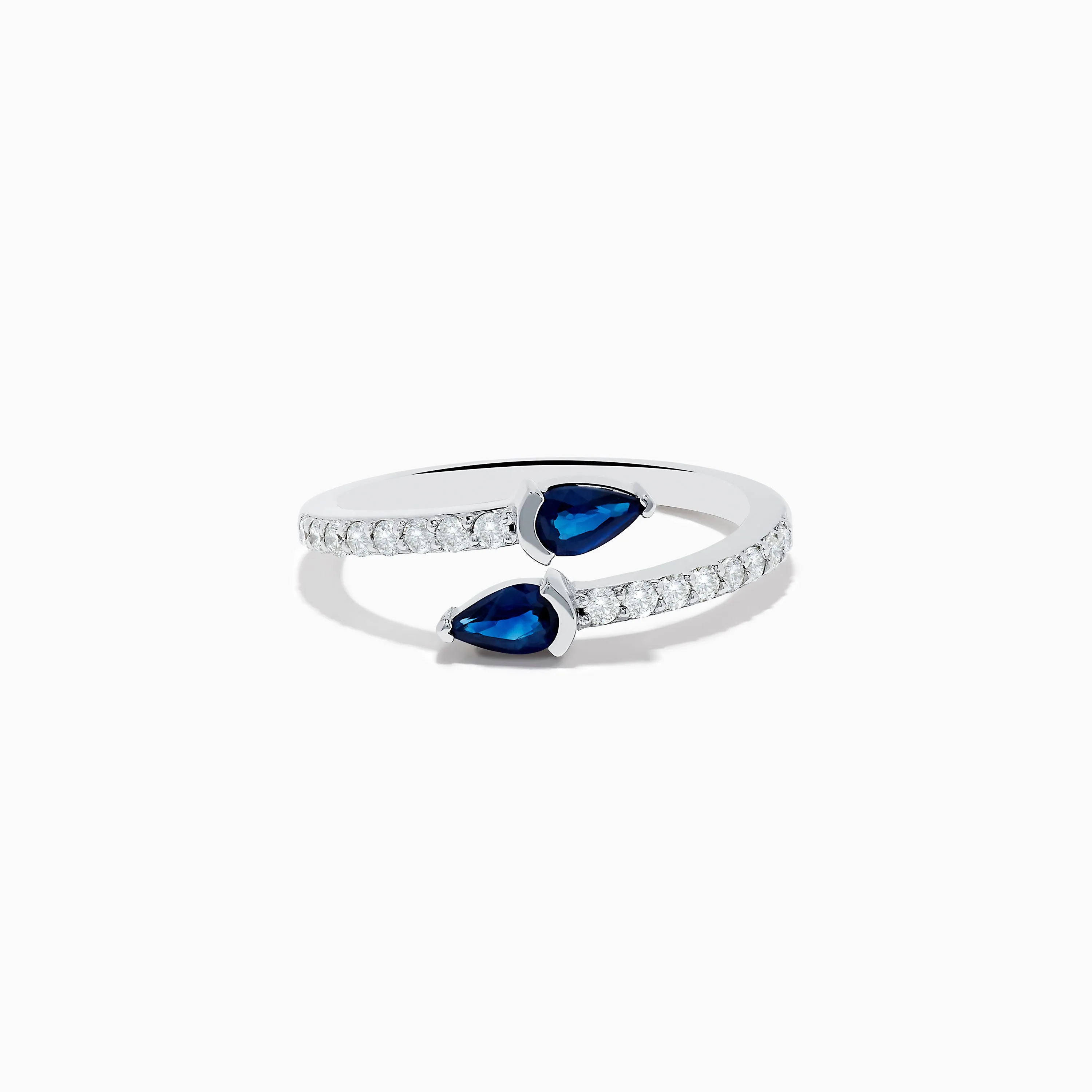 Royal Bleu 14K White Gold Sapphire and Diamond Bypass Ring sold by Effy