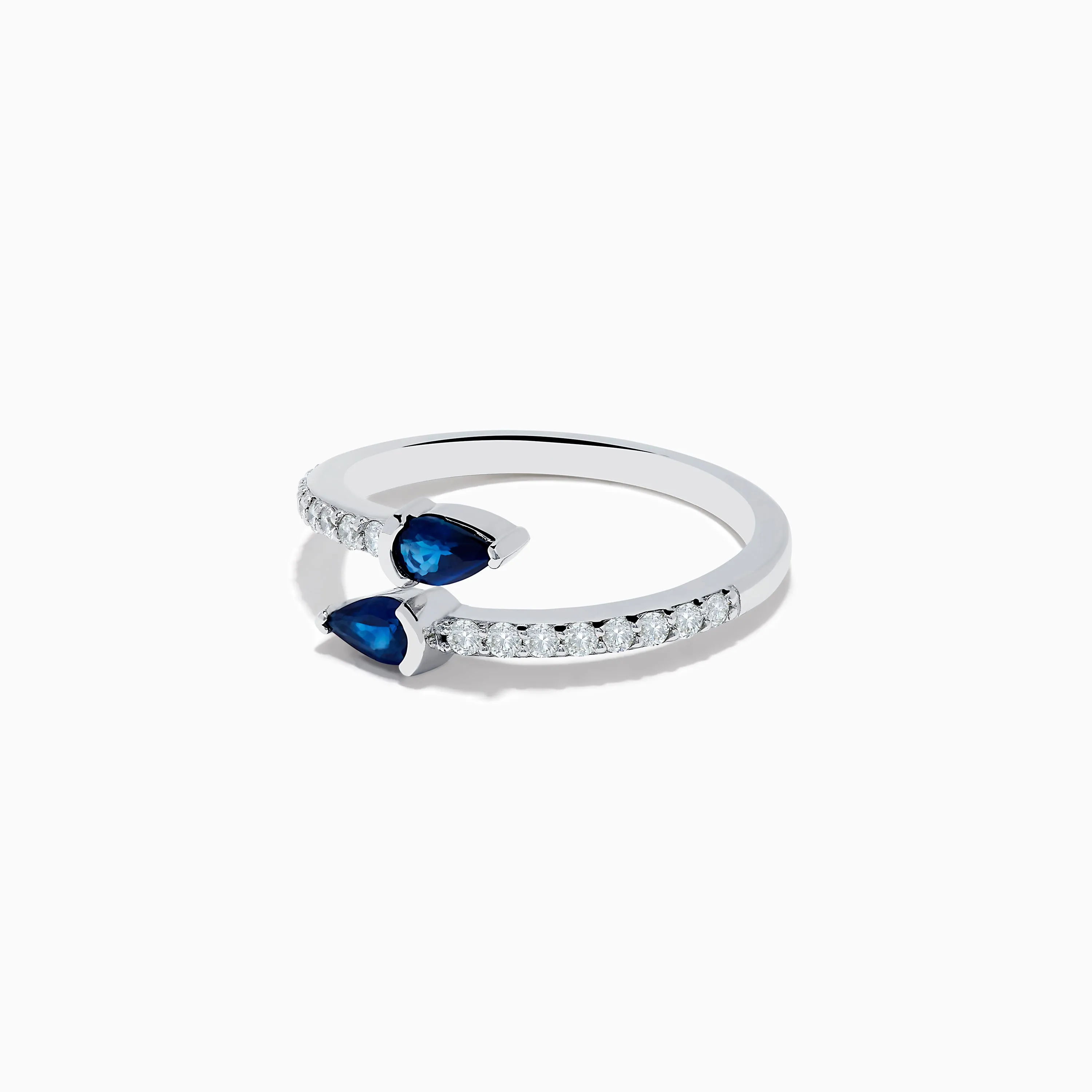 Royal Bleu 14K White Gold Sapphire and Diamond Bypass Ring sold by Effy product image thumbnail 2