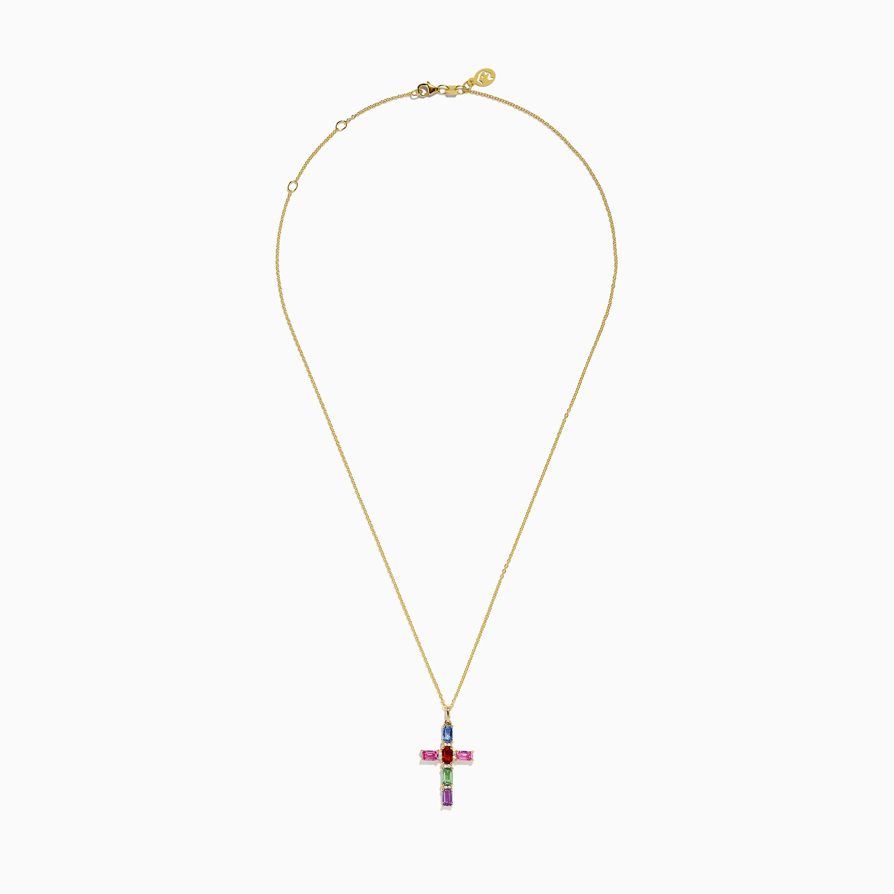 Watercolors 14K Yellow Gold Multi Color Sapphire and Diamond Cross Pendant sold by Effy product image thumbnail 2