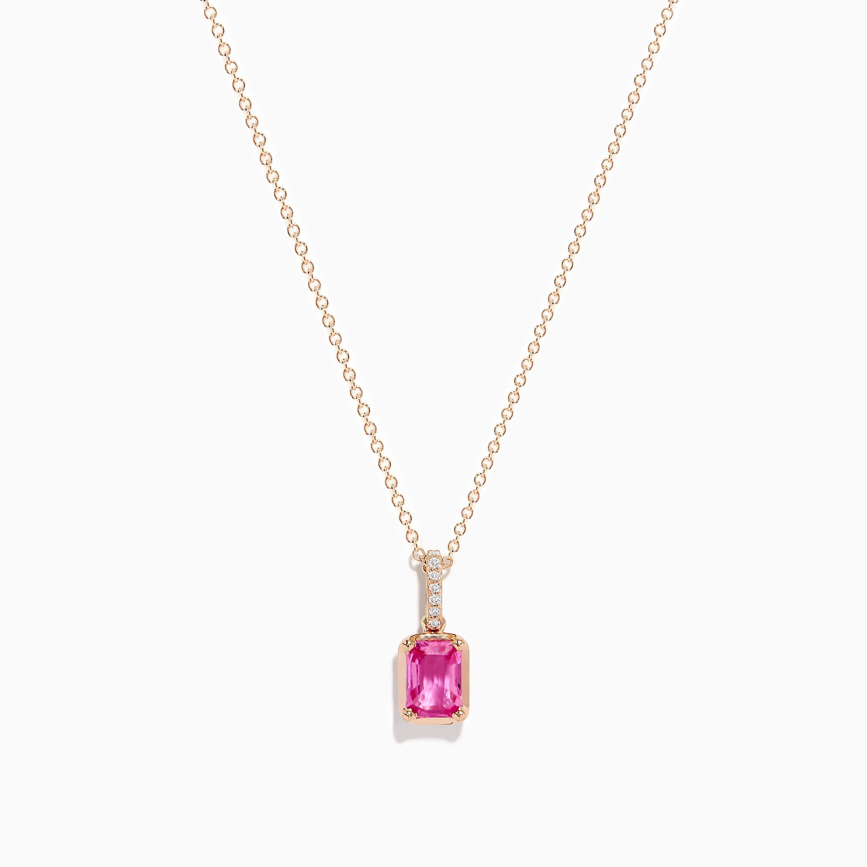 14K Rose Gold Pink Sapphire Solitaire Pendant sold by Effy