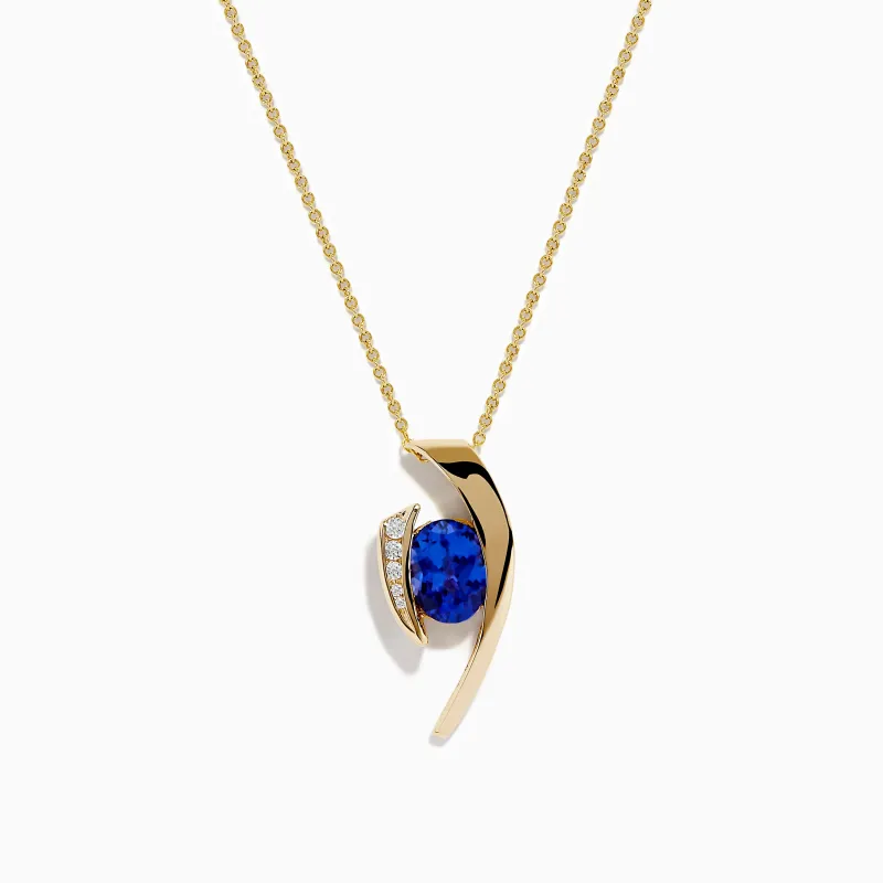 Nahla Siri 14K Yellow Gold Floating Tanzanite and Diamond Pendant sold by Effy